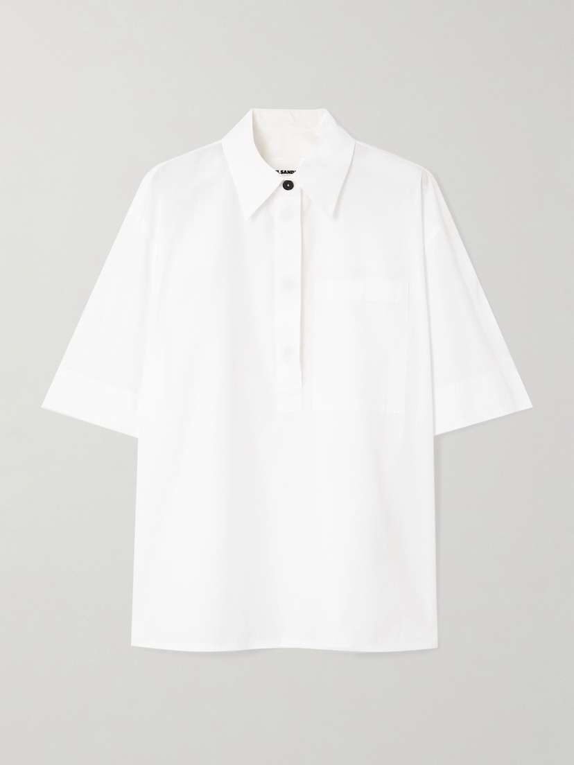 Jil Sander Organic Cotton-poplin Polo Shirt - x large