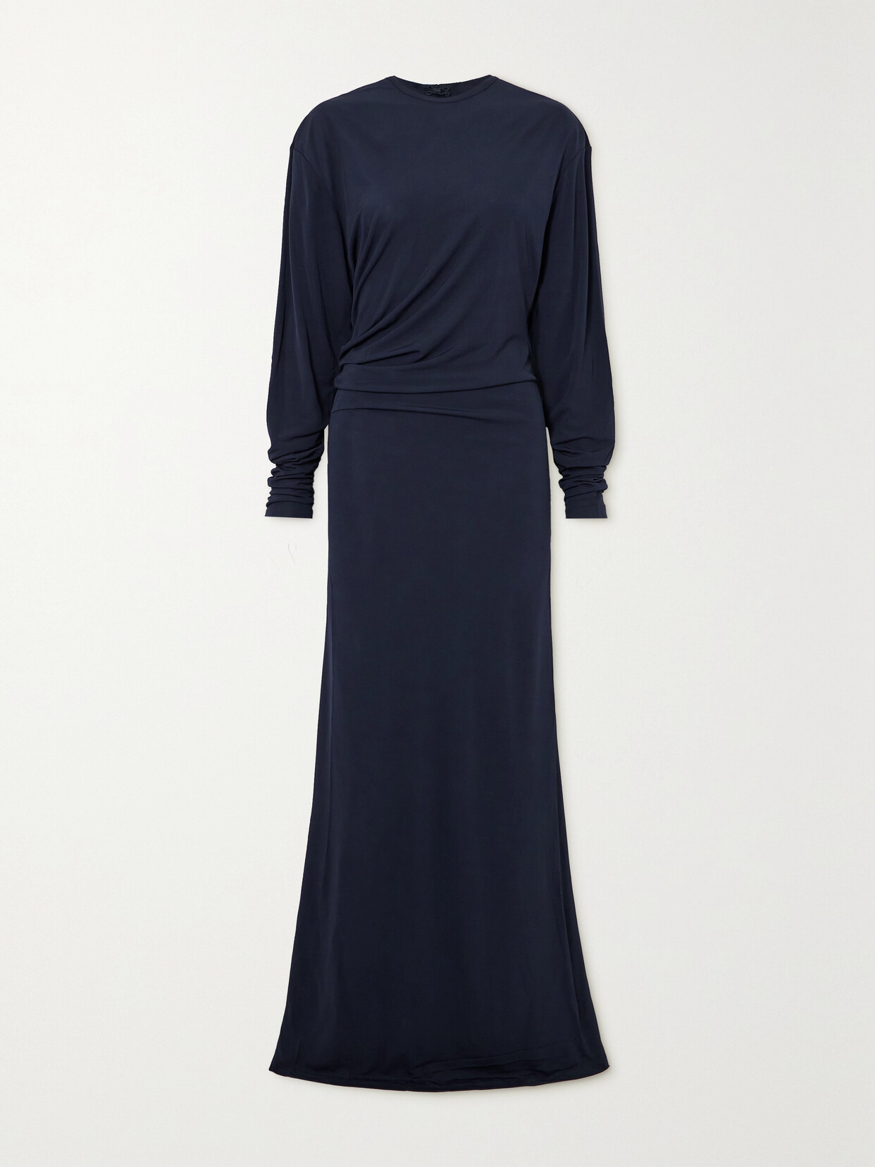 Christopher Esber Draped Glossed-jersey Maxi Dress In Blue