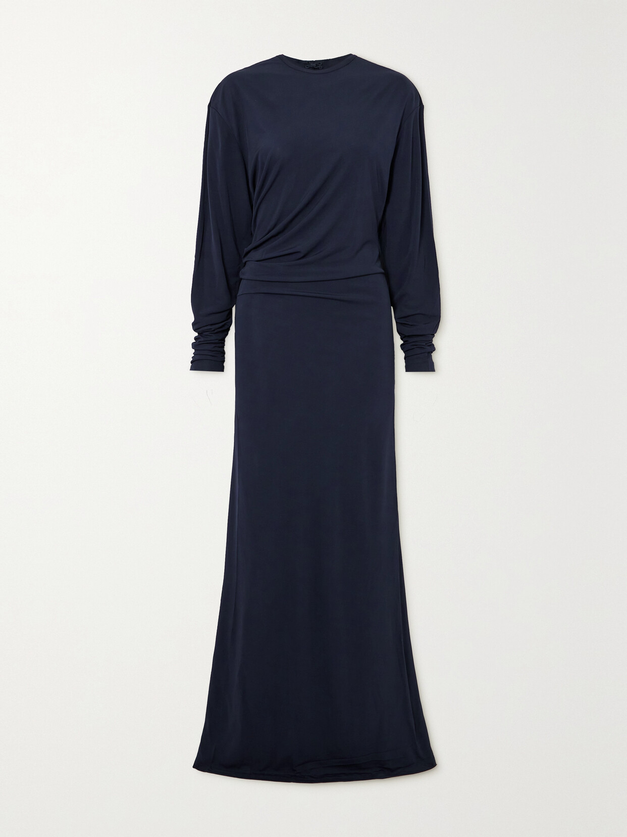 Christopher Esber Draped Glossed-jersey Maxi Dress In Blue