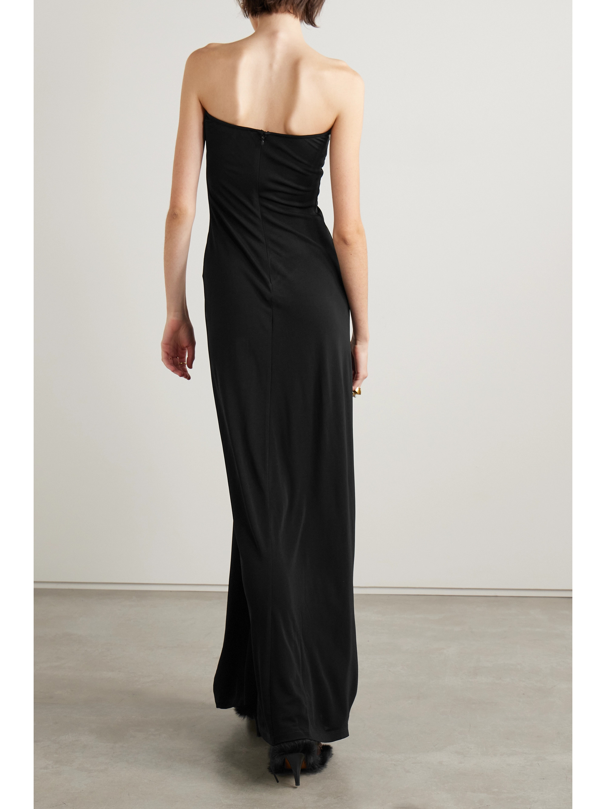 Christopher Esber Arced Palm strapless gathered jersey maxi dress