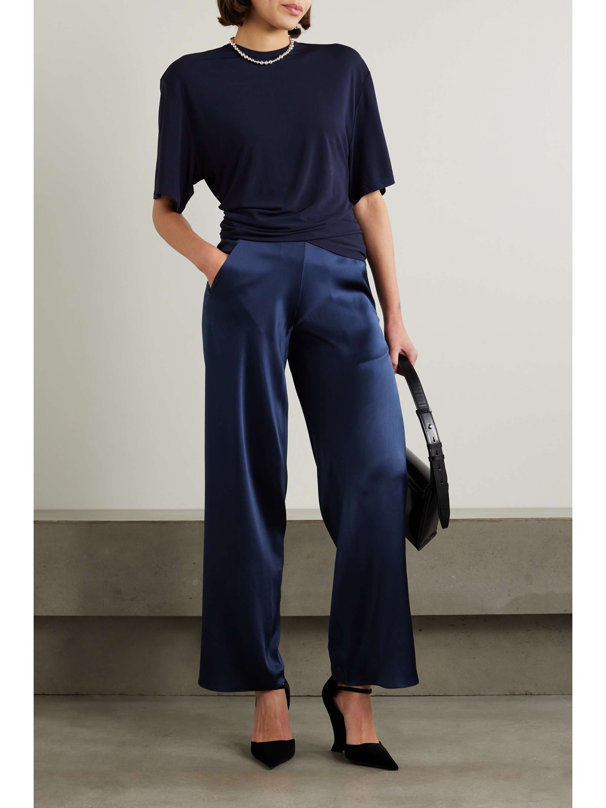 Silk-satin wide-leg pants