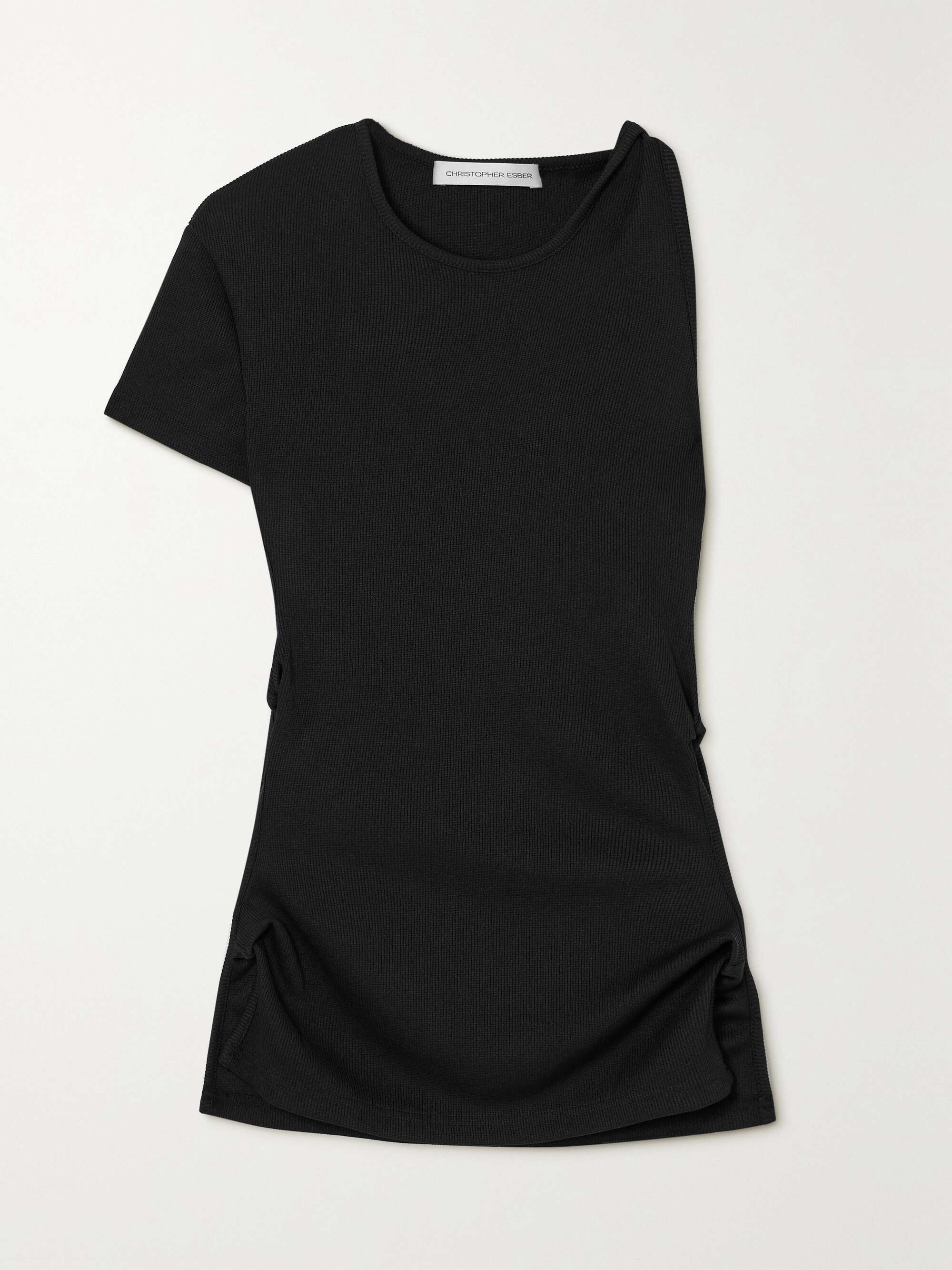 CHRISTOPHER ESBER One-sleeve cutout twisted stretch ribbed