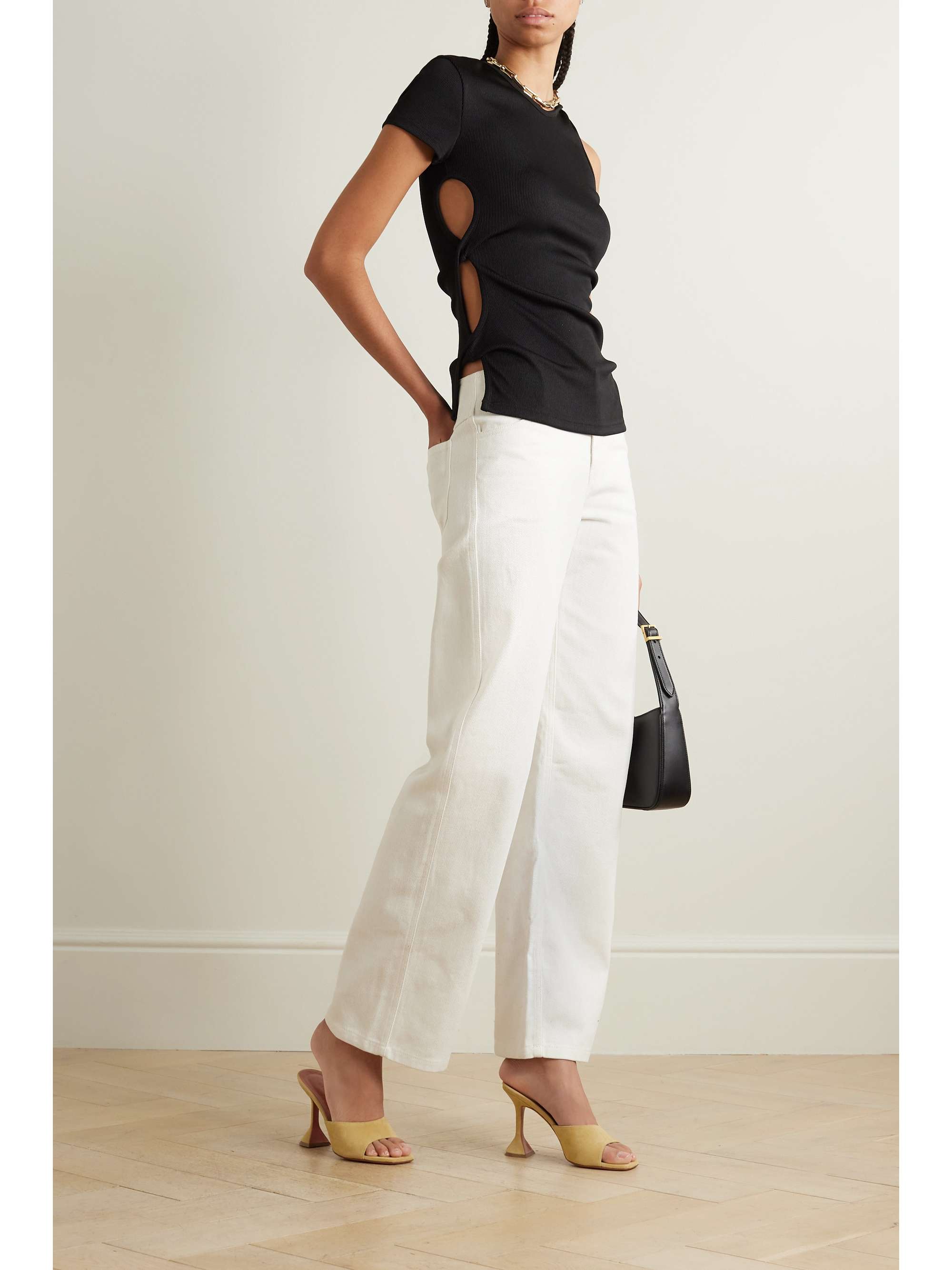 特価 CHRISTOPHER ribbed stretch twisted cutout One-sleeve ESBER ニット/セーター