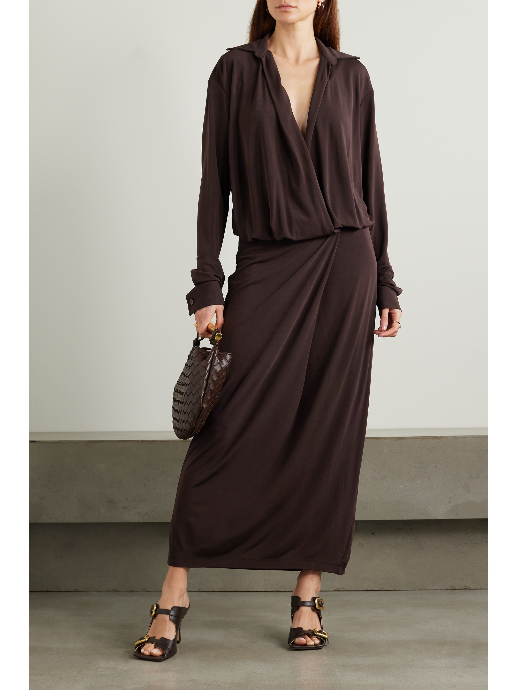 Christopher Esber Belted wrap-effect jersey maxi shirt dress