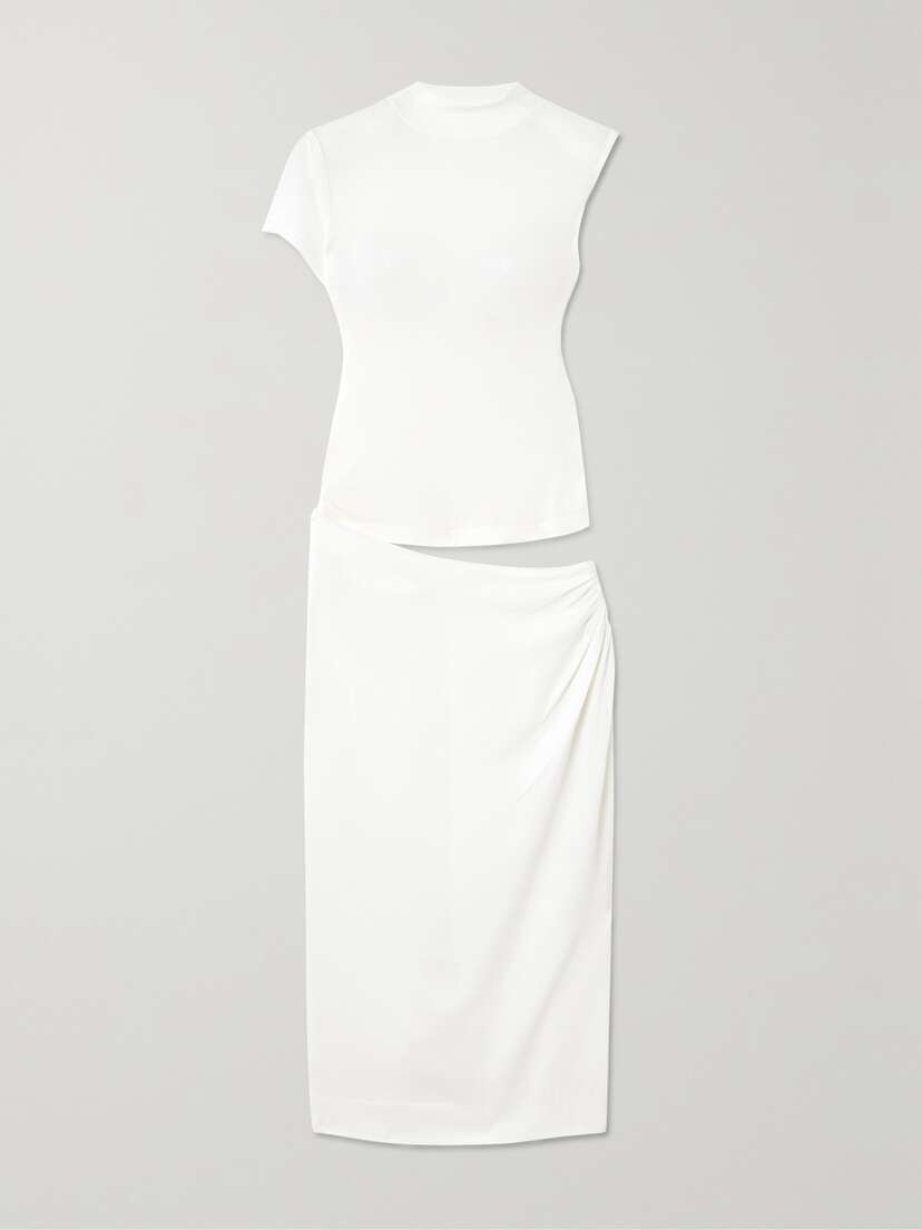 Christopher Esber Fusion Cutout Ribbed Stretch-jersey And Faille Midi Dress