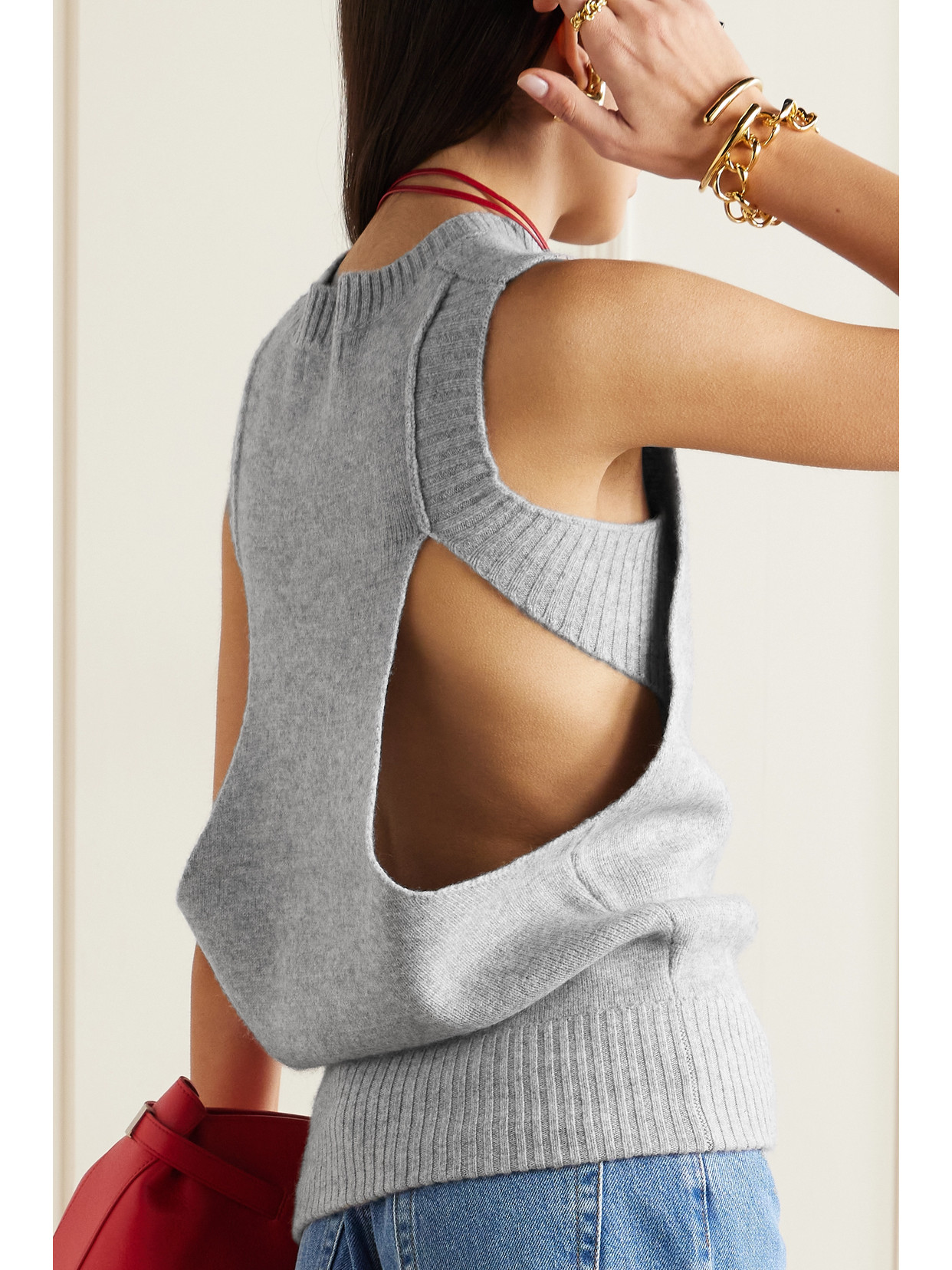 Christopher Esber Divider Cut-out Cashmere Vest In Gray