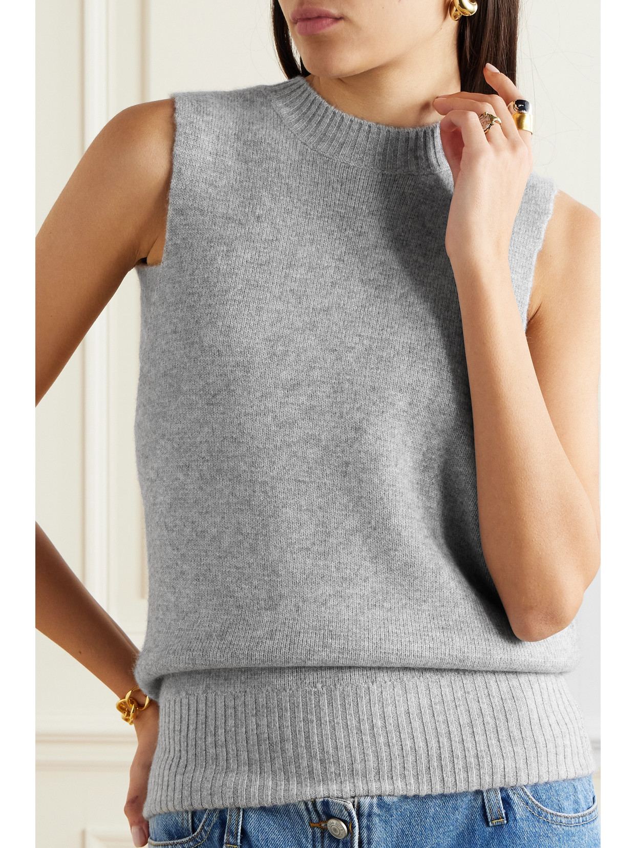 Christopher Esber Divider Cut-out Cashmere Vest In Gray