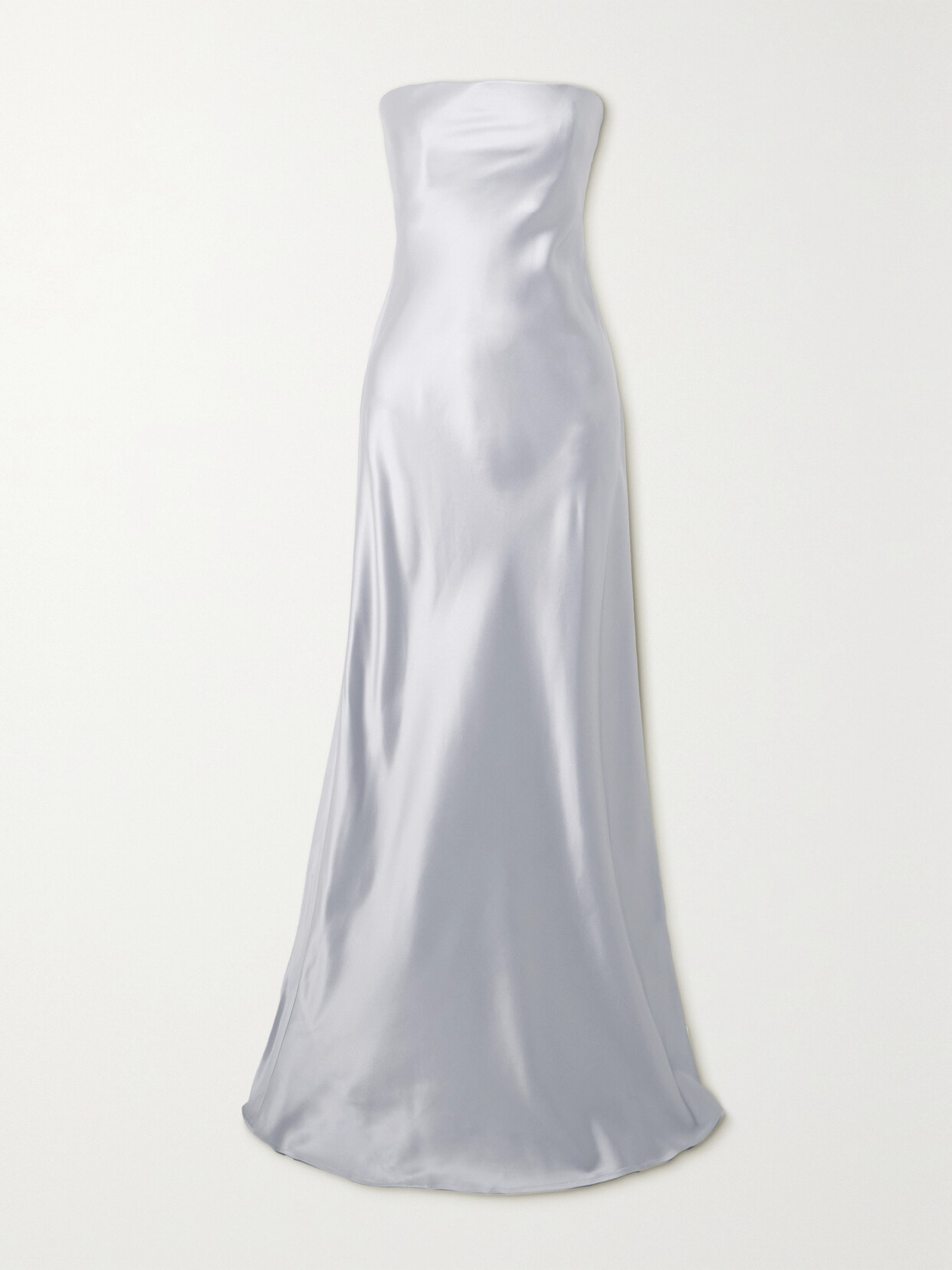 Christopher Esber Strapless Satin Maxi Dress In Silver