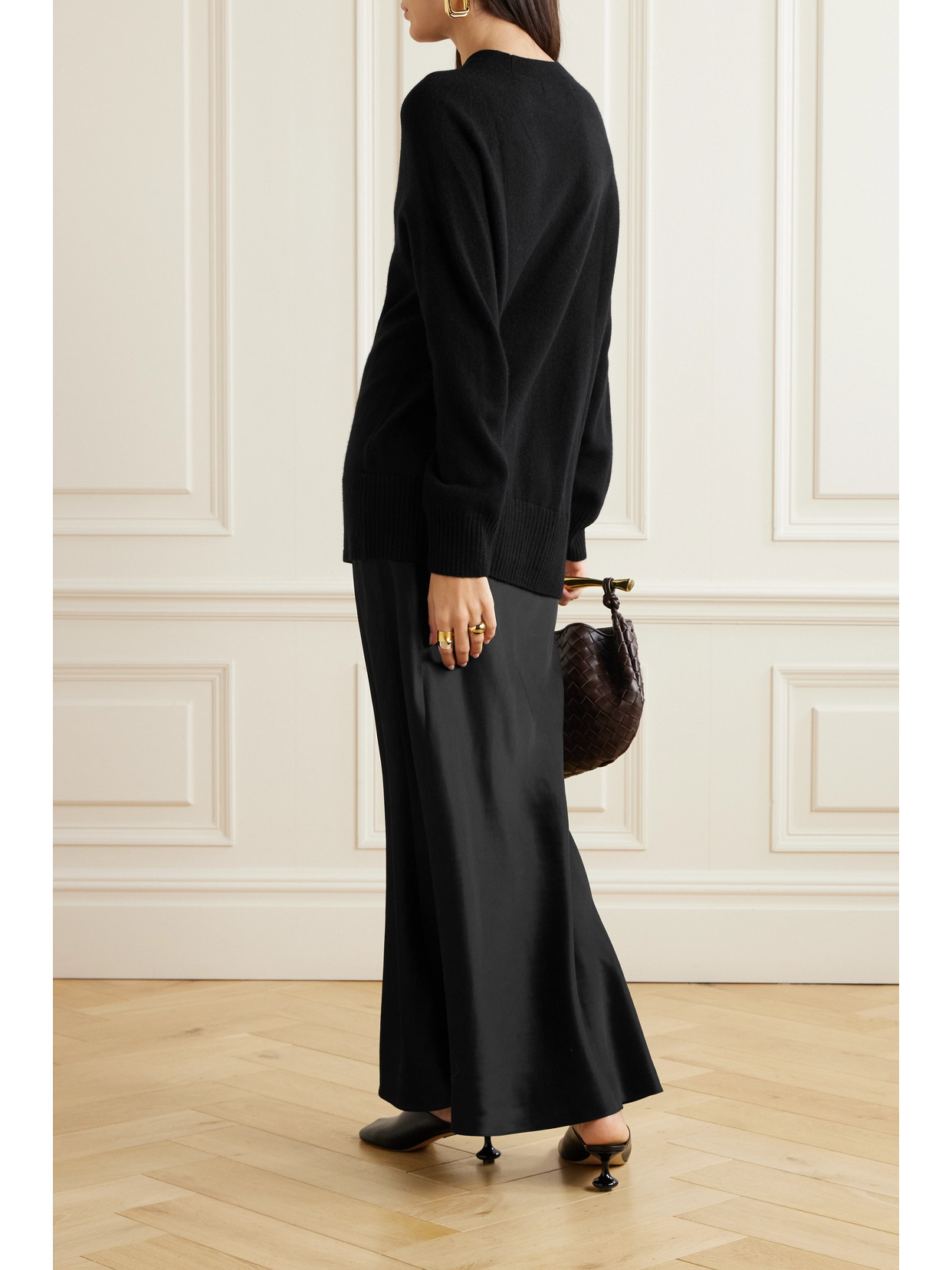 Christopher Esber Monument Mixed-media Cashmere Maxi Dress In Black