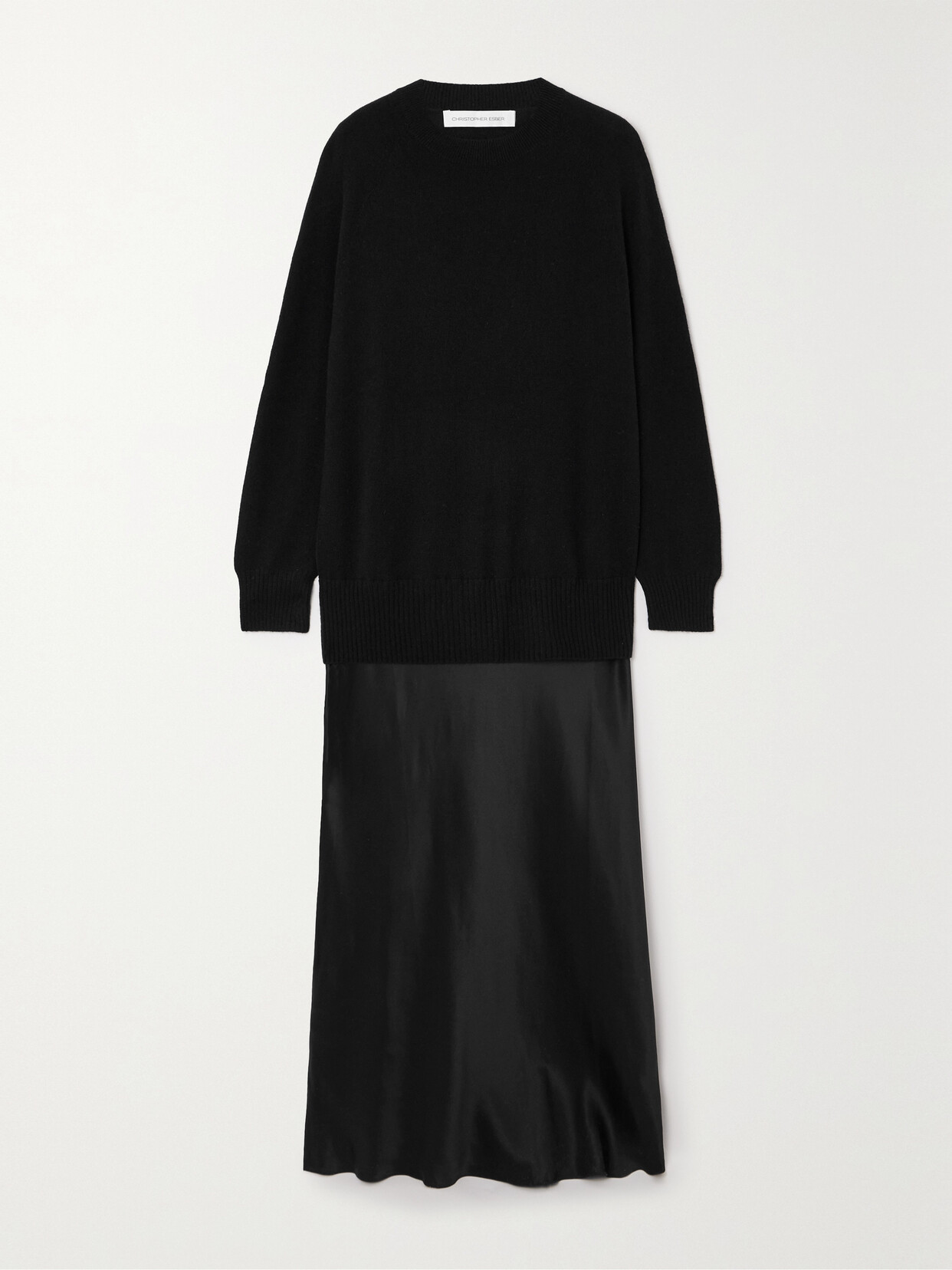 Christopher Esber Monument Mixed-media Cashmere Maxi Dress In Black