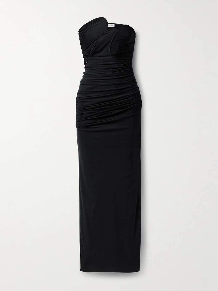 Christopher Esber Encompassed Strapless Ruched Jersey Maxi Dress - UK 14