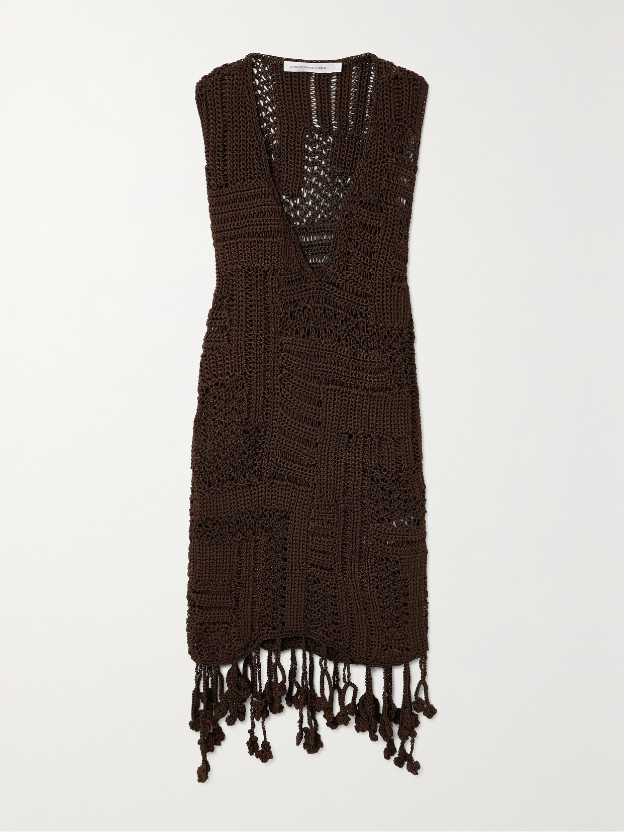 Christopher Esber Ramener Rope Crocheted Midi Dress In Brown