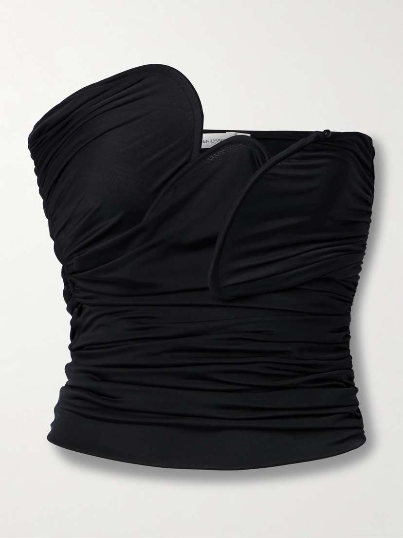 Christopher Esber Encompassed Suspension Strapless Ruched Jersey Top - UK 14
