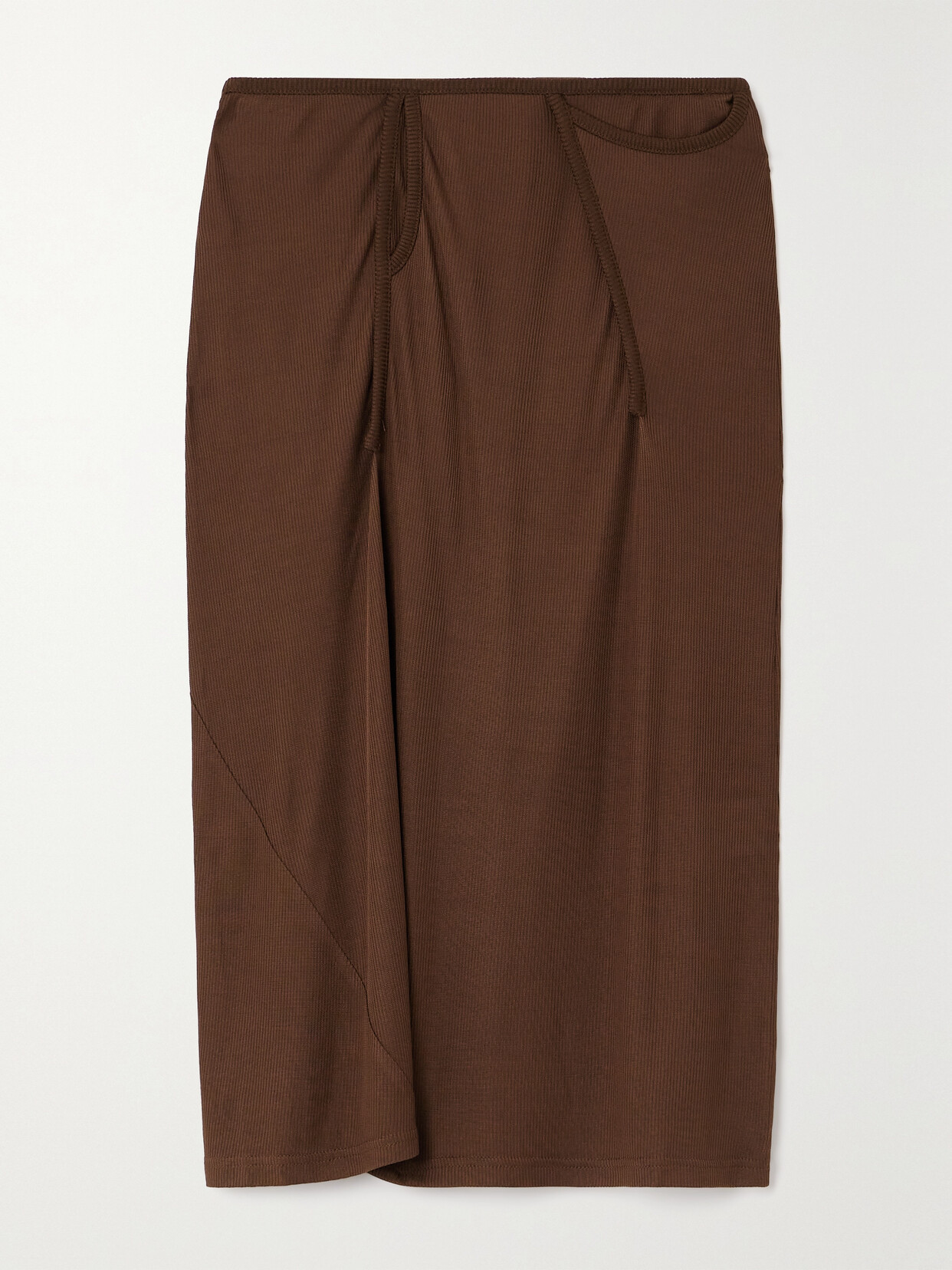 Christopher Esber Fusion Ribbed Stretch-jersey Midi Skirt - Brown