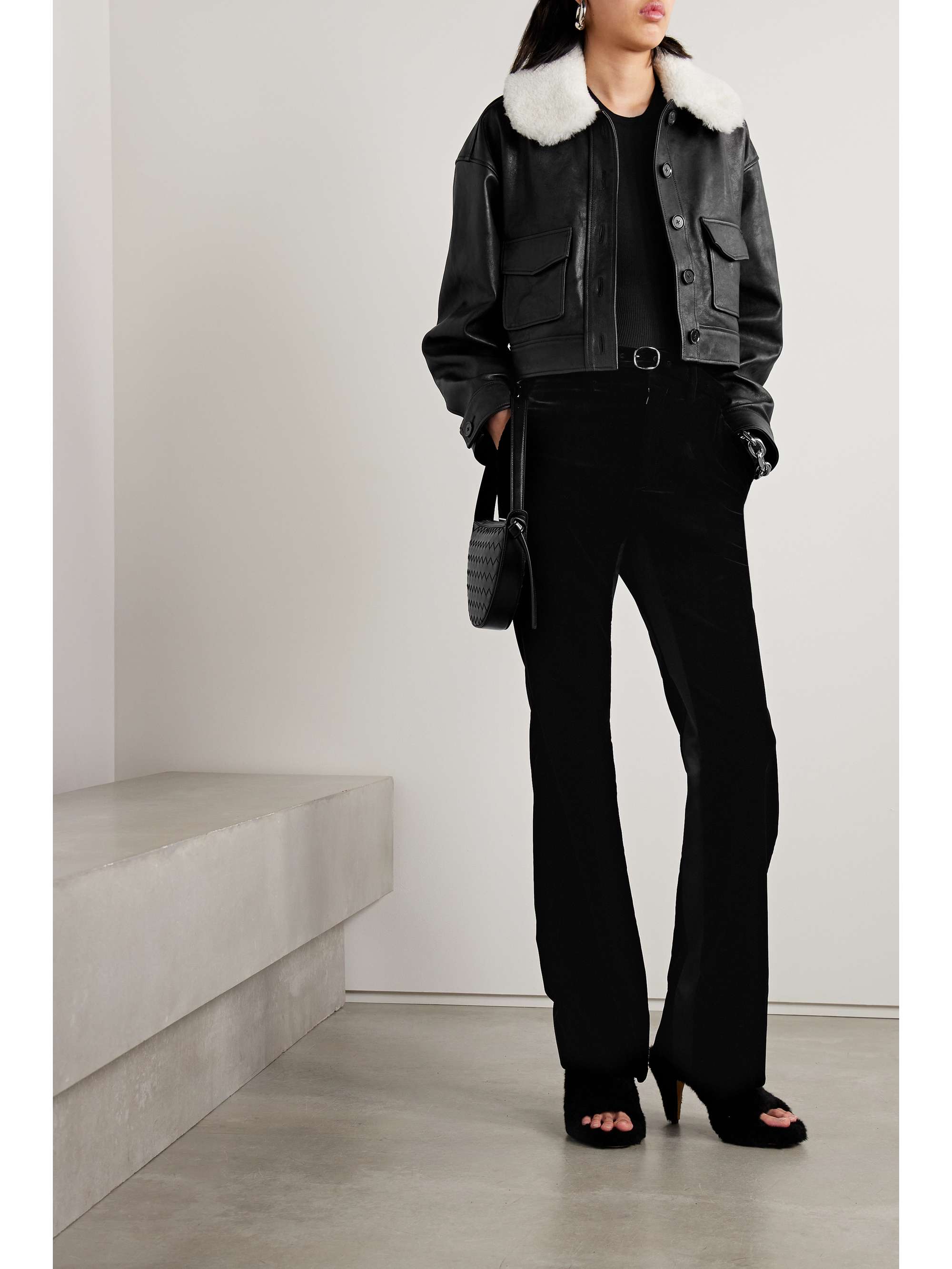 PROENZA SCHOULER Judd cropped shearling-trimmed leather jacket |  NET-A-PORTER