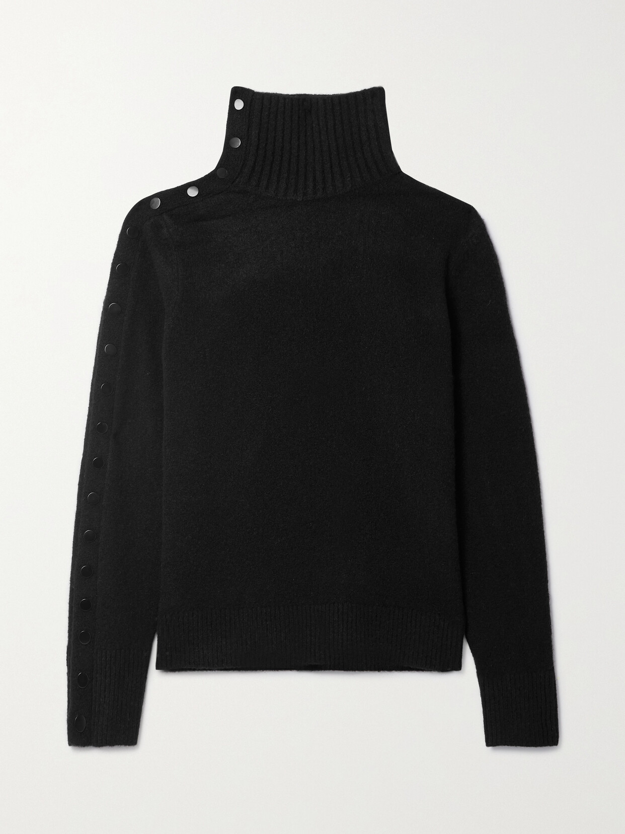 Proenza Schouler Button-detailed Cashmere-blend Turtleneck Sweater In Black