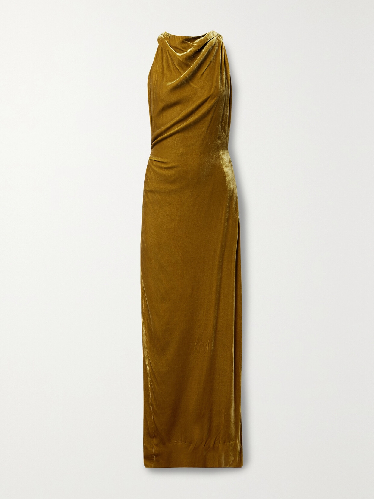 Proenza Schouler Twisted Open-back Velvet Gown In Gold