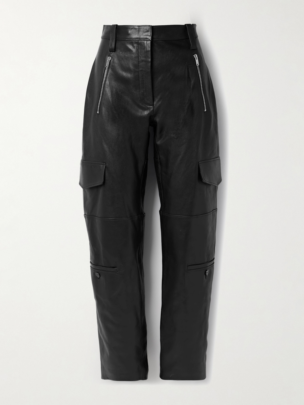 Proenza Schouler Leather Tapered Cargo Trousers In Black