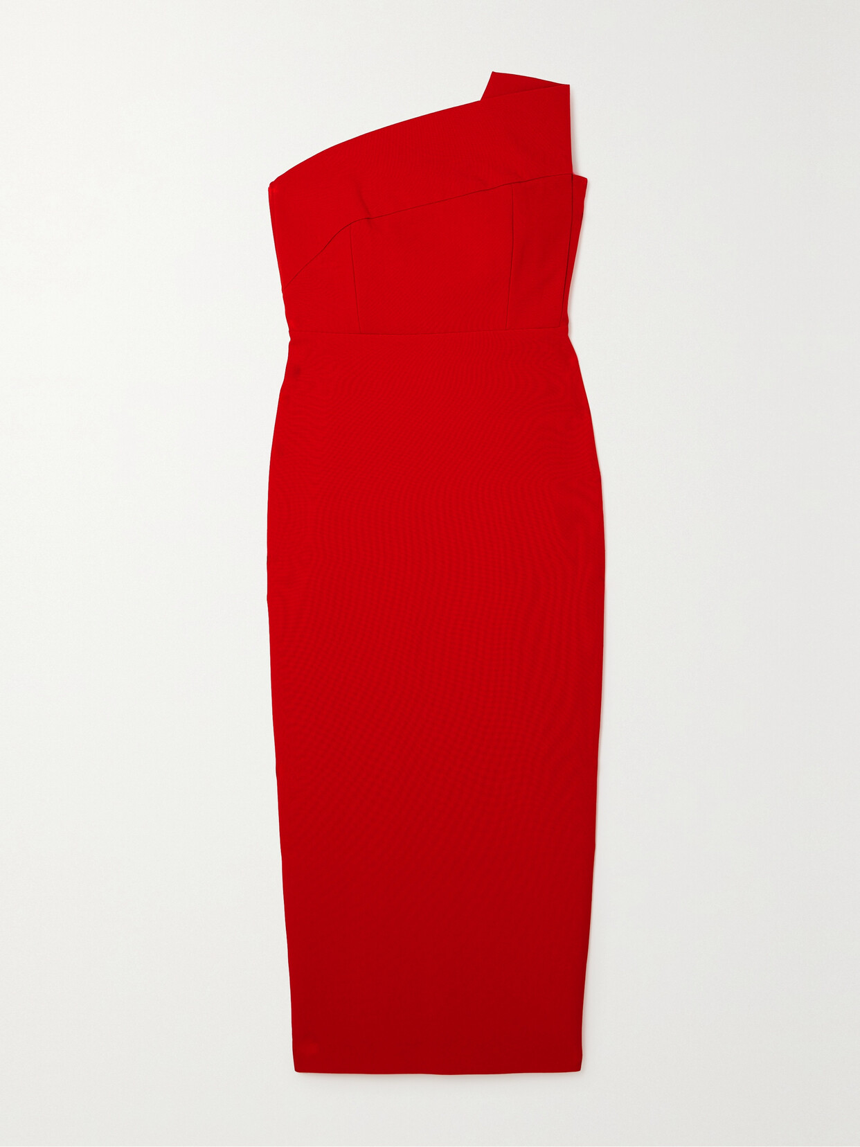 Roland Mouret Strapless Crepe Midi Dress In Red