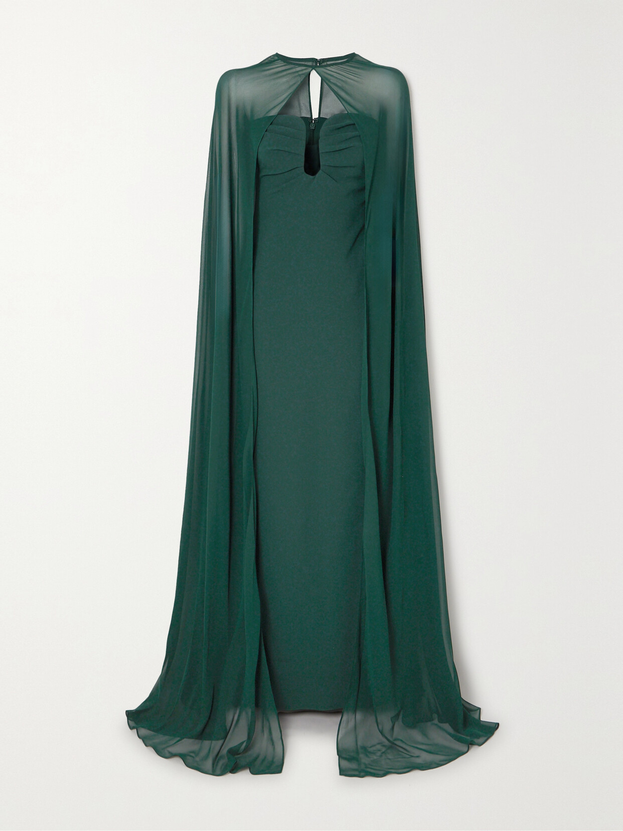 Roland Mouret - Convertible Cape-effect Chiffon And Crepe Gown - Green