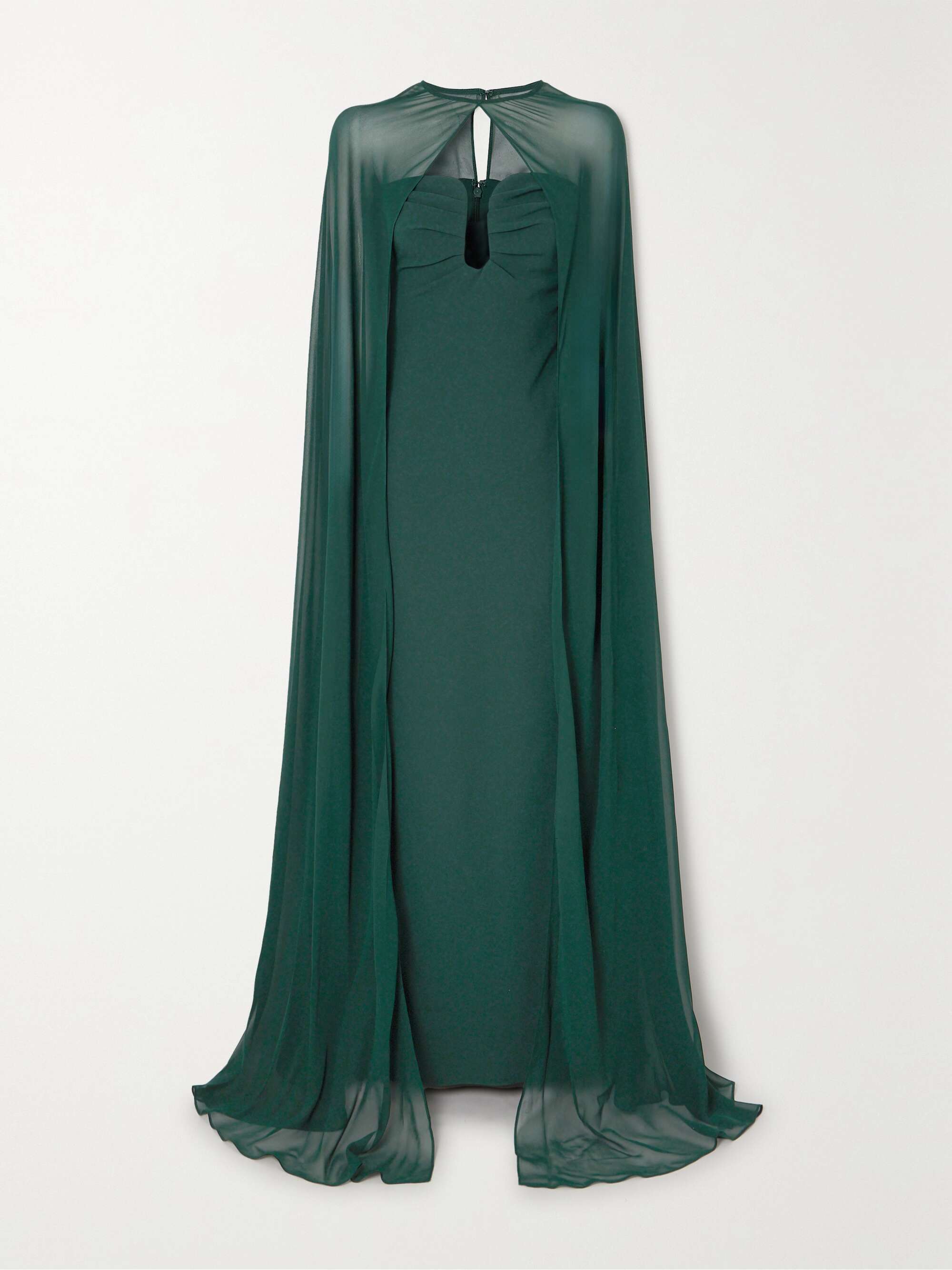 ROLAND MOURET Convertible cape-effect chiffon and crepe gown | NET-A-PORTER