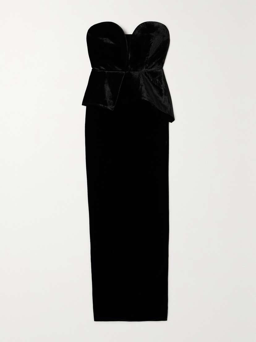 Roland Mouret Strapless Velvet Peplum Gown