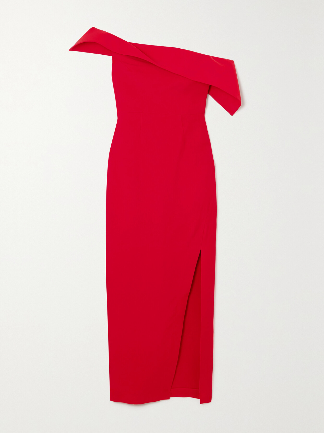 Roland Mouret One-shoulder Wool And Silk-blend Crepe Gown In Red