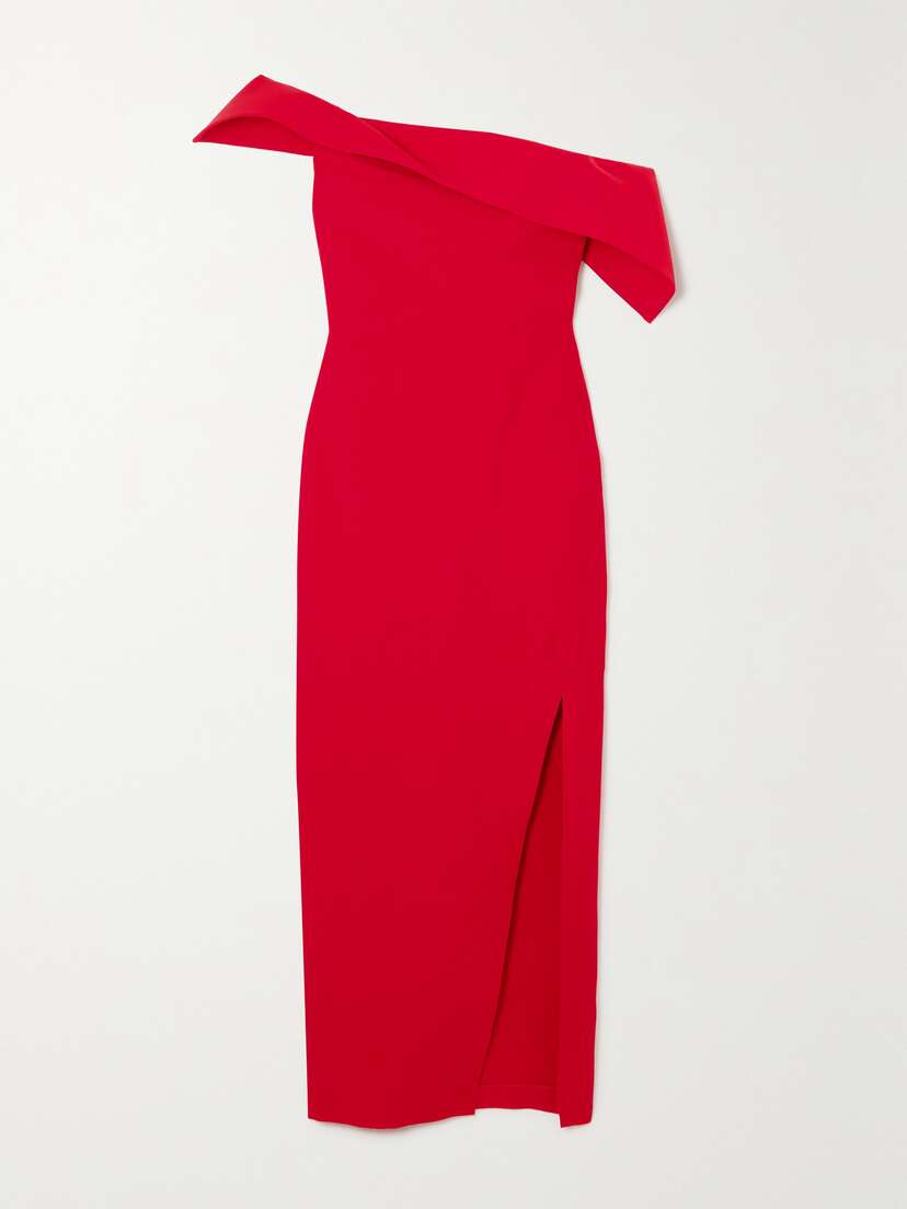 Roland Mouret One-shoulder Wool And Silk-blend Crepe Gown - UK 16
