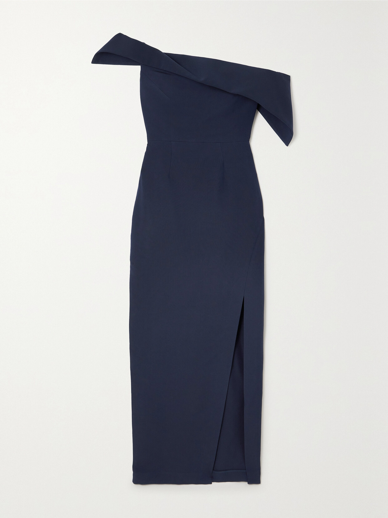 Roland Mouret One-shoulder Wool And Silk-blend Gown In Blue