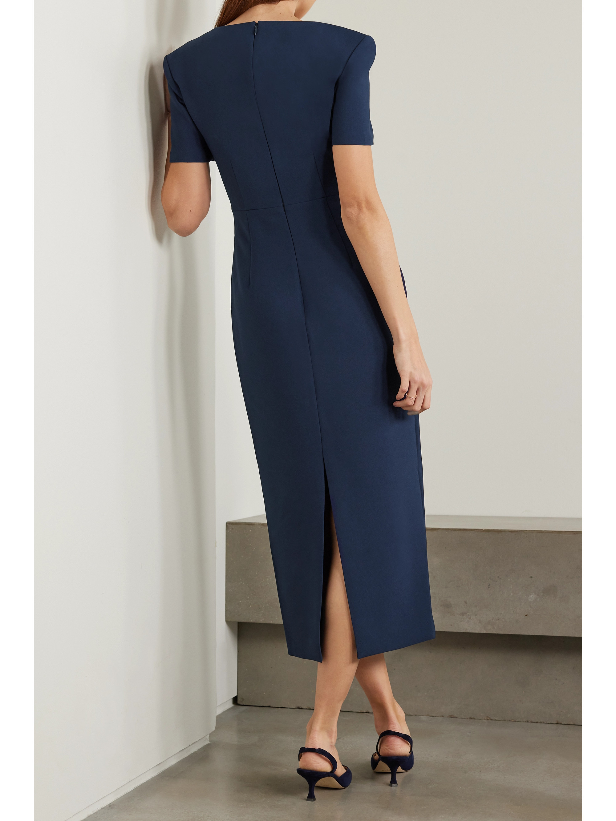 Roland Mouret Asymmetric crepe peplum midi dress