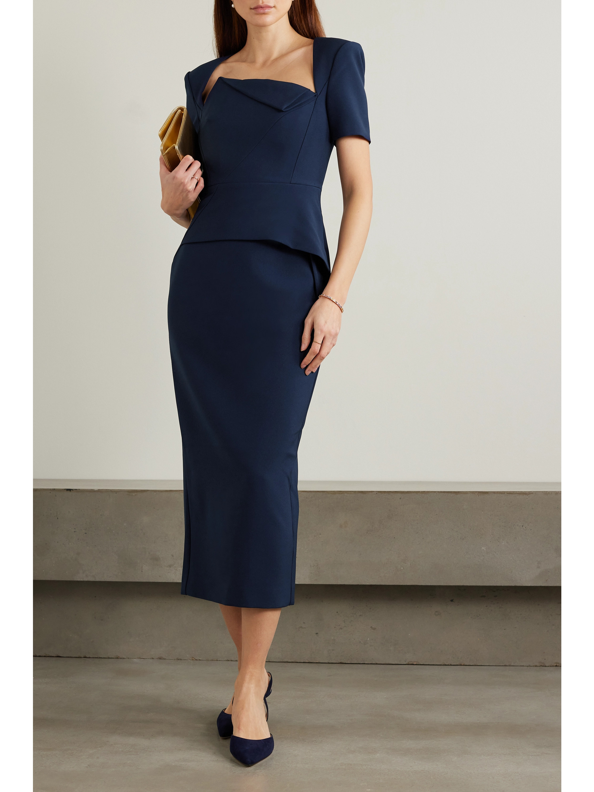 Roland Mouret Asymmetric crepe peplum midi dress