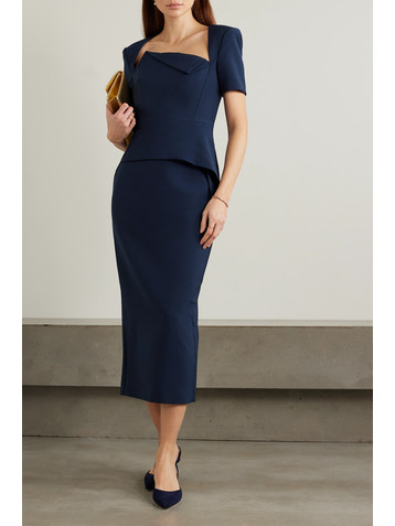 Roland Mouret Asymmetric crepe peplum midi dress