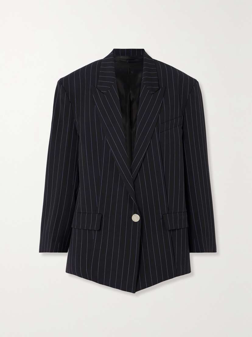The Attico Glen Pinstriped Woven Blazer