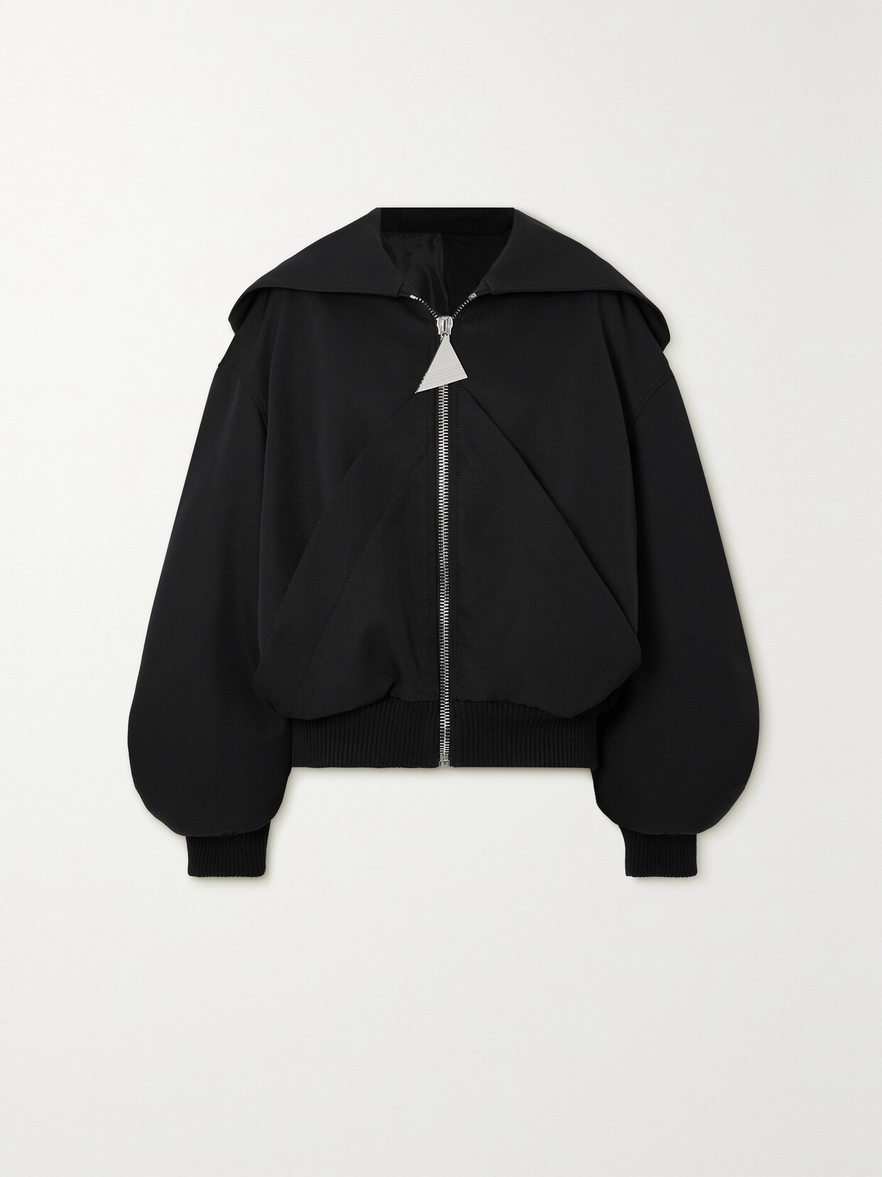 Attico Oversized Black Hooded Bomber Jacket In Black