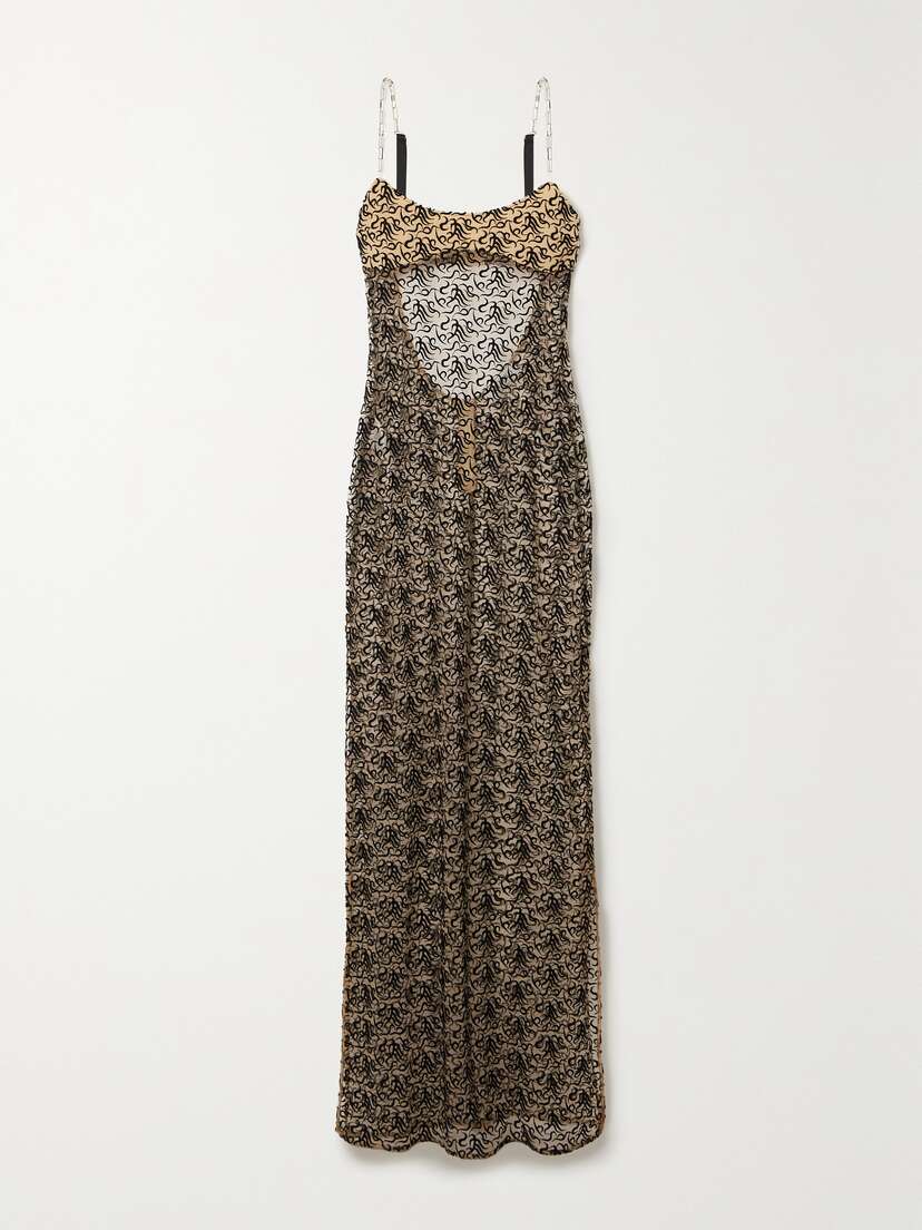 The Attico Chain-embellished Embroidered Tulle Maxi Dress