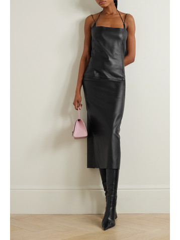 THE ATTICO Leather midi dress