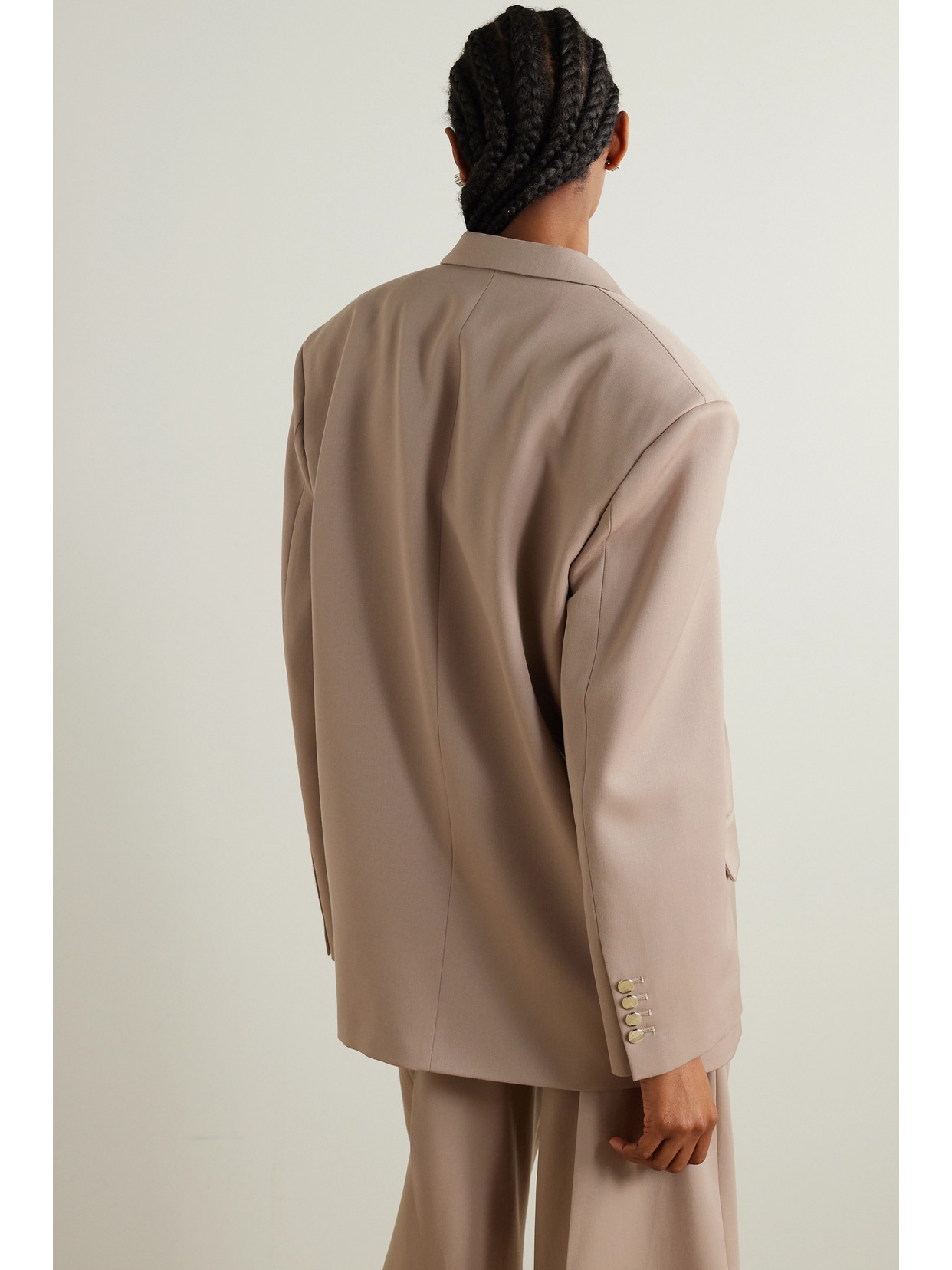 Shop Attico Glen Oversized Wool-twill Blazer In Neutrals