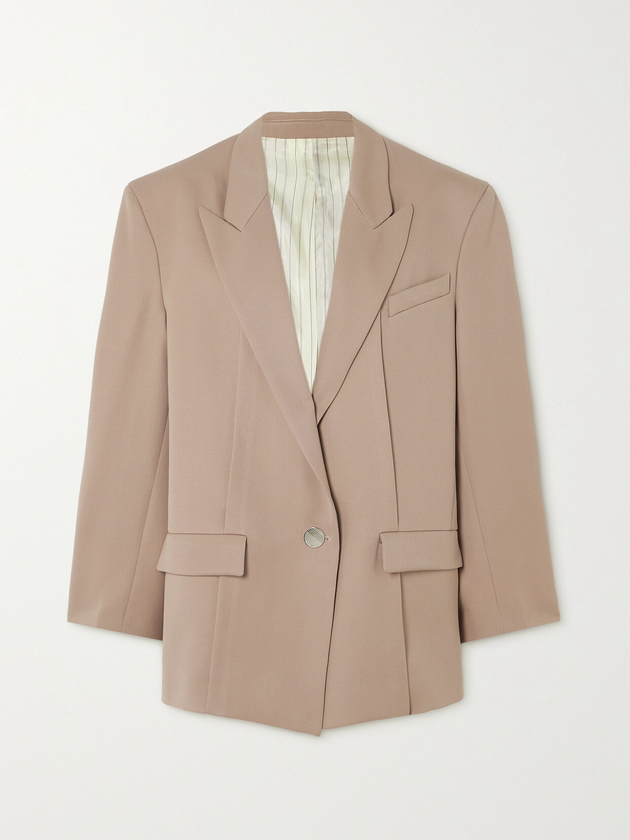 Shop Attico Glen Oversized Wool-twill Blazer In Neutrals