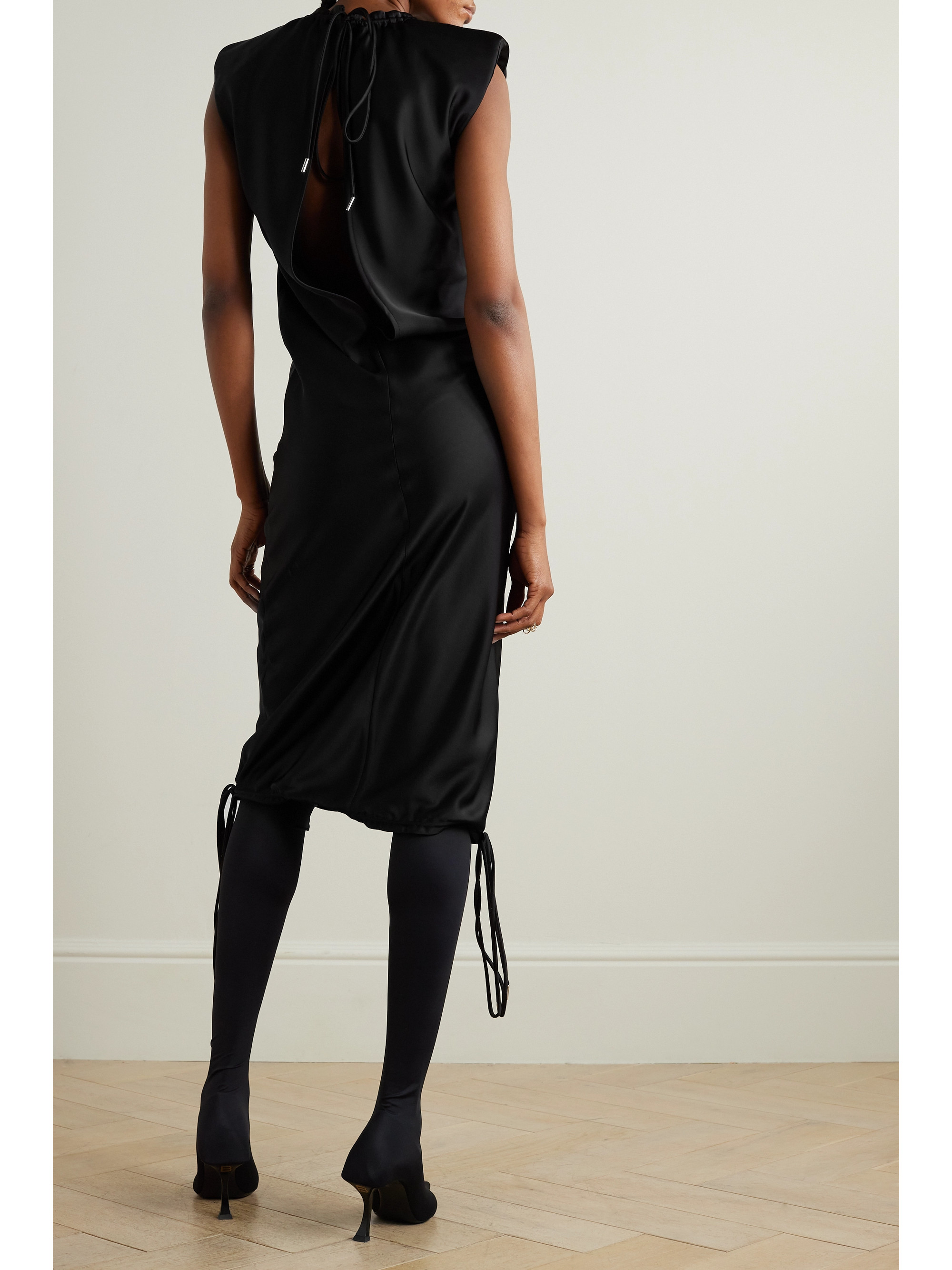 THE ATTICO Gathered jersey midi dress