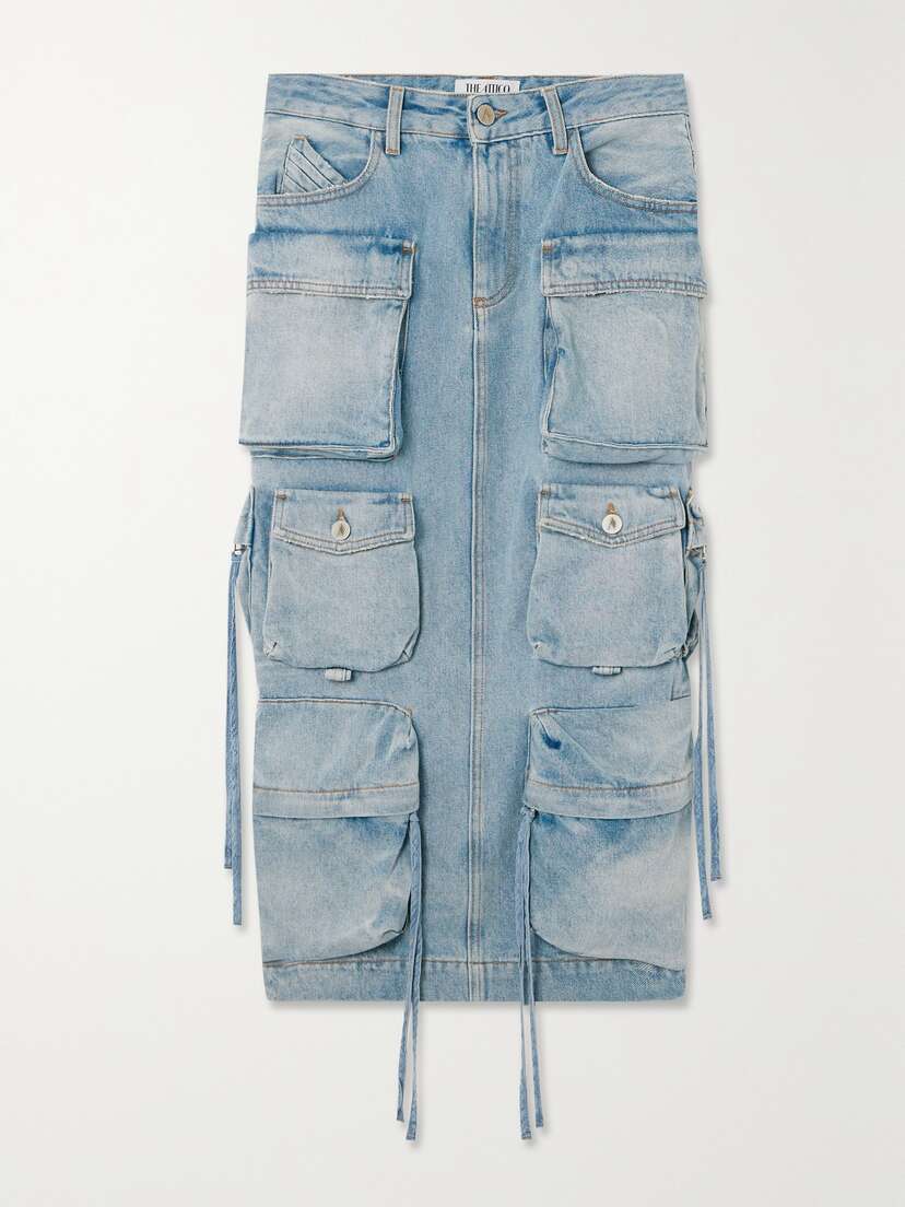 The Attico Denim Midi Skirt