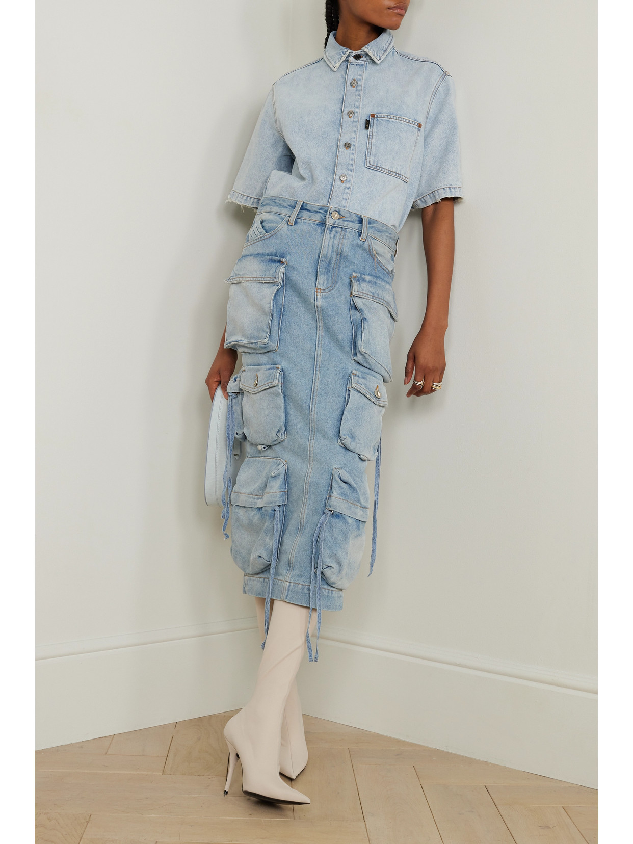 ATTICO DENIM MIDI SKIRT