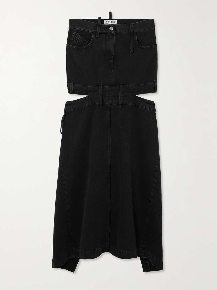 The Attico Cutout Denim Maxi Skirt