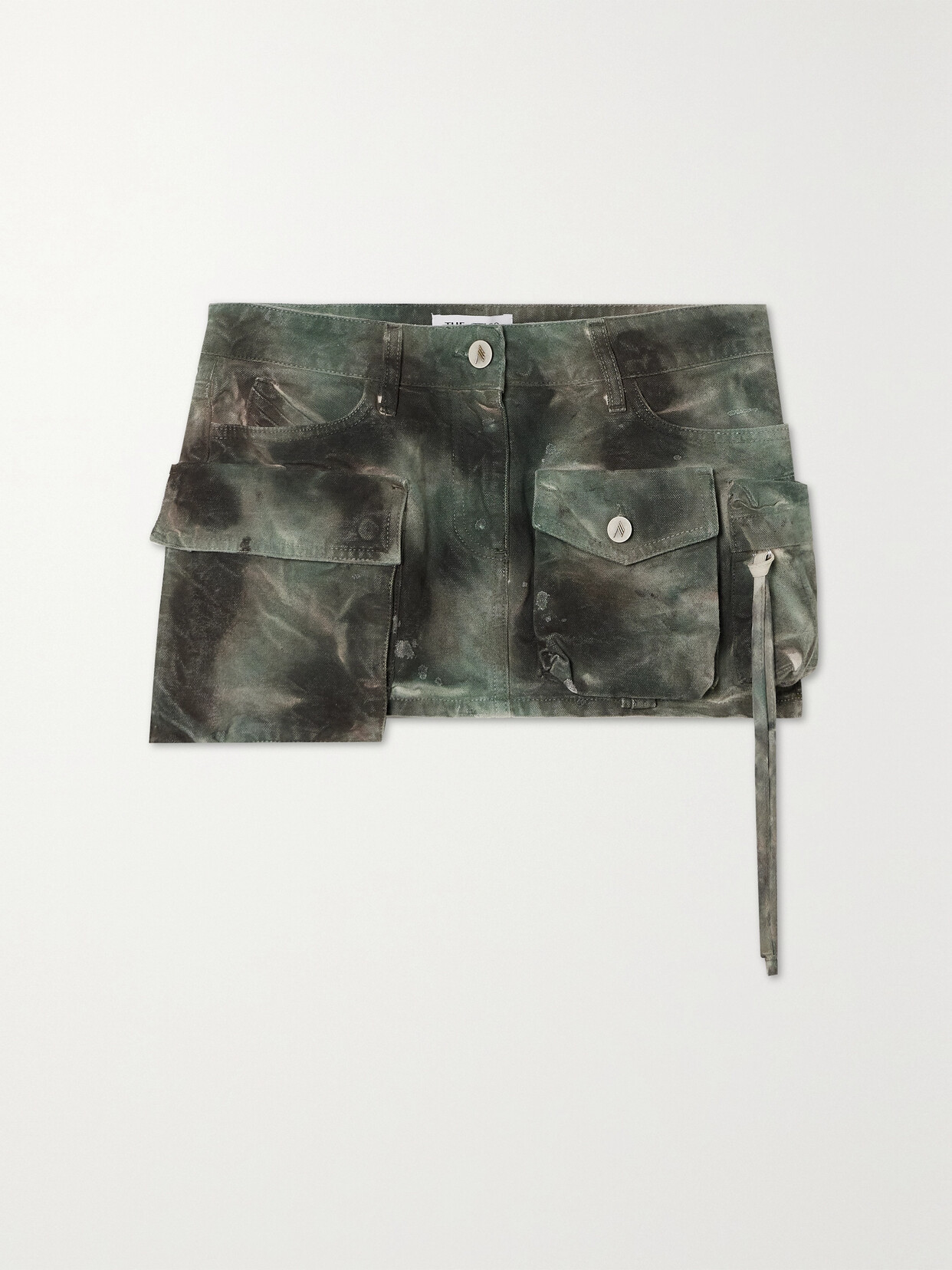 The Attico Fay Camouflage-print Cotton-canvas Mini Skirt - Green