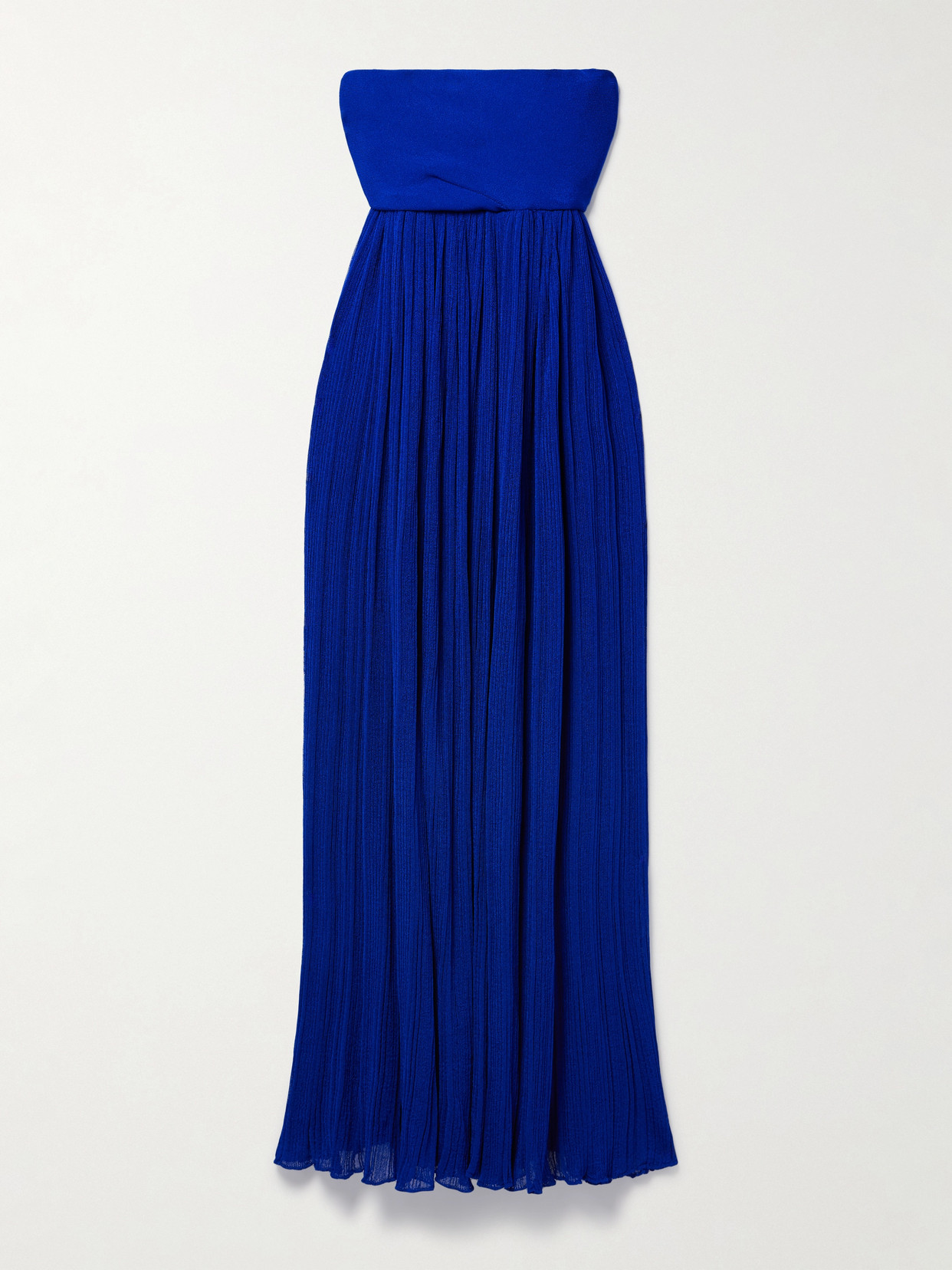 Proenza Schouler Rina Strapless Pleated Ribbed-knit Maxi Dress - Blue