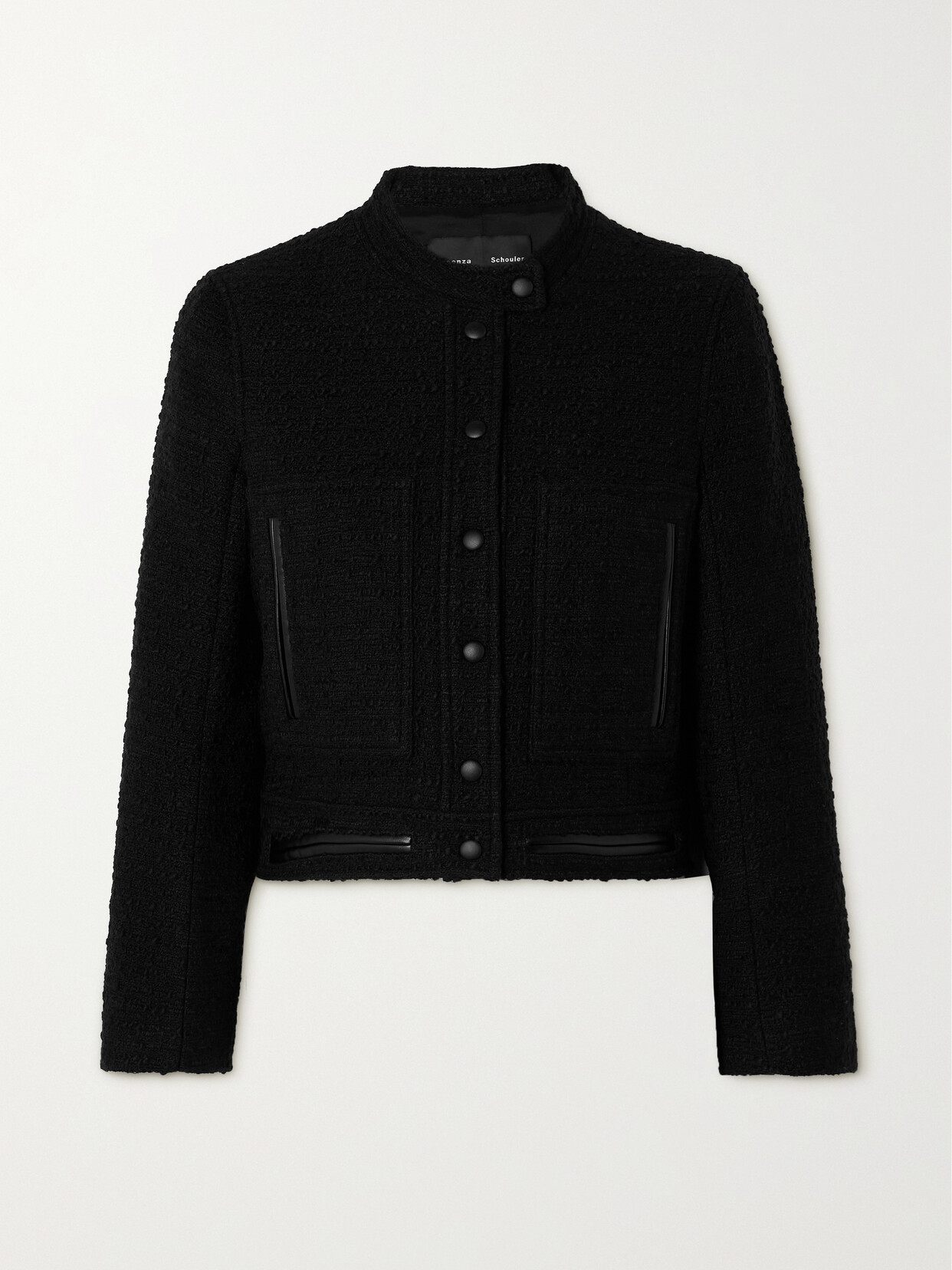 Proenza Schouler Faux Leather-trimmed Bouclé-tweed Jacket - Black