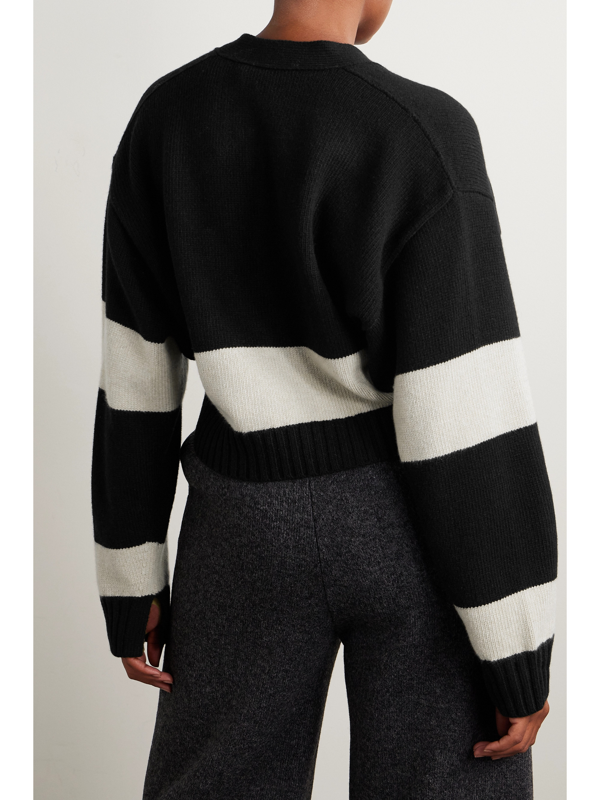 Proenza Schouler Eco cropped striped wool and cashmere-blend cardigan