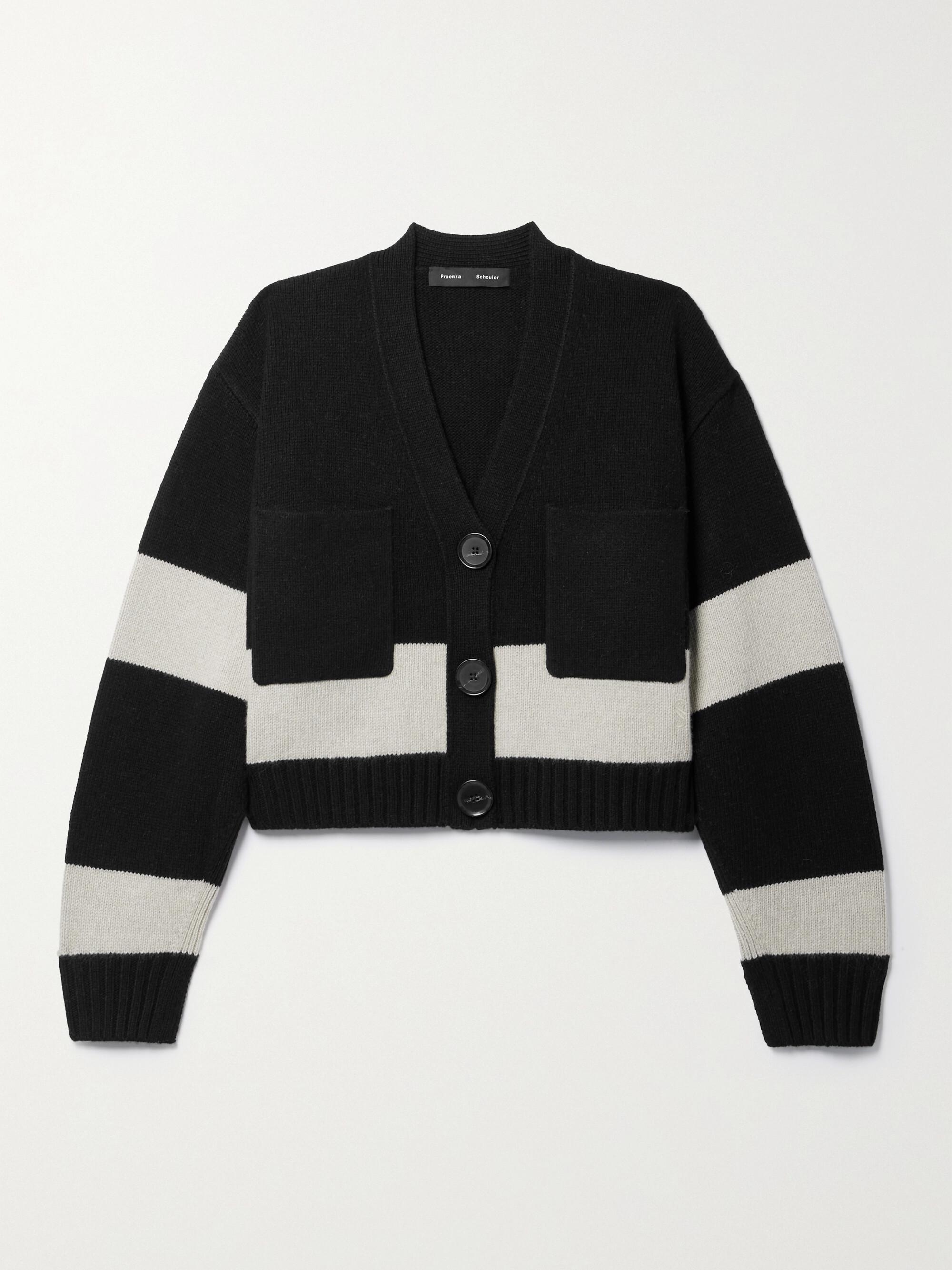 Proenza Schouler Eco cropped striped wool and cashmere-blend cardigan