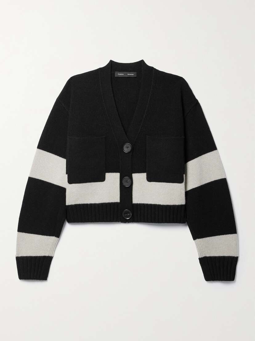 Proenza Schouler Eco Cropped Striped Wool And Cashmere-blend Cardigan