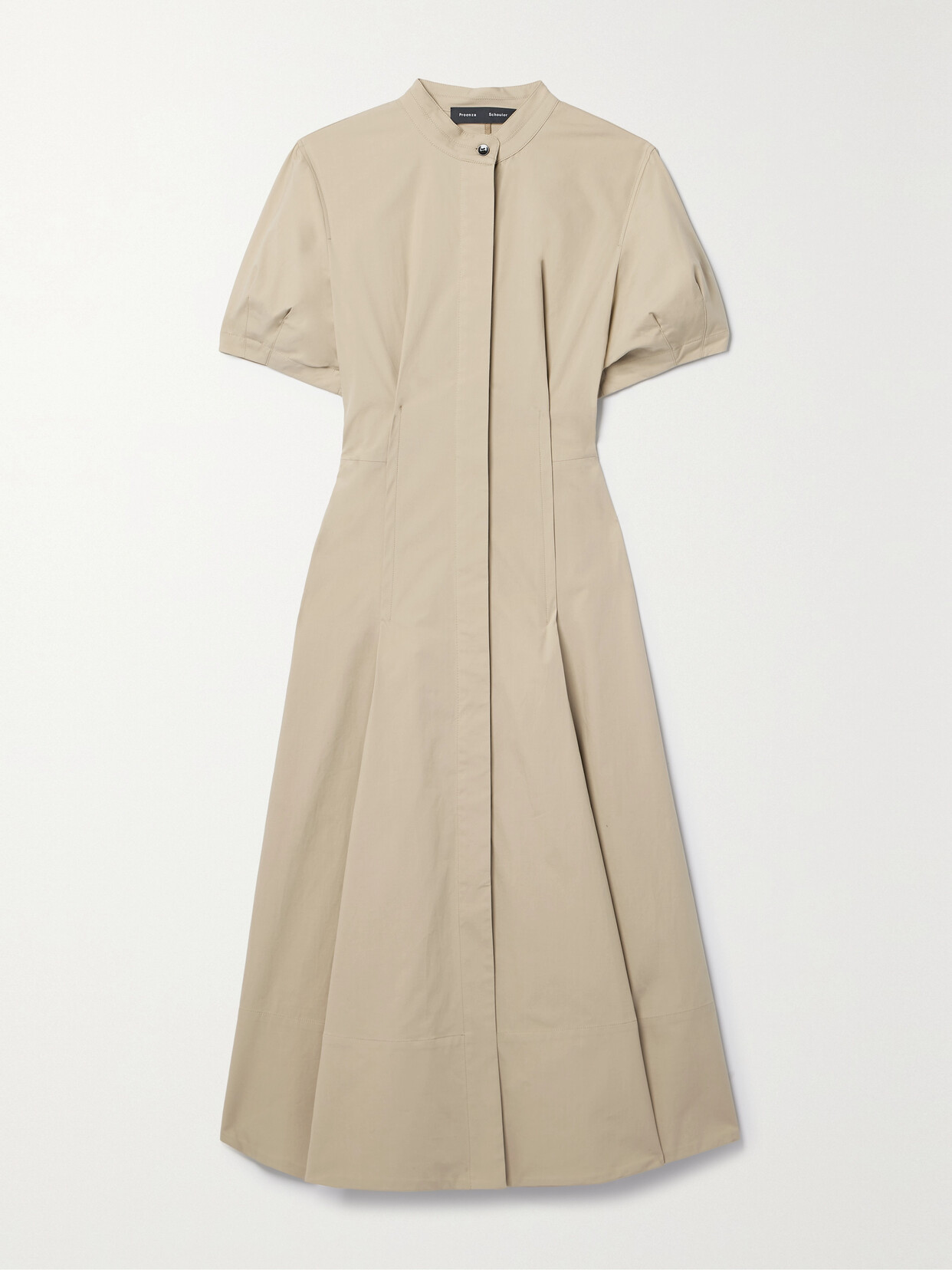 Proenza Schouler - Button-detailed Pleated Cotton-blend Poplin Midi Shirt Dress - Neutrals