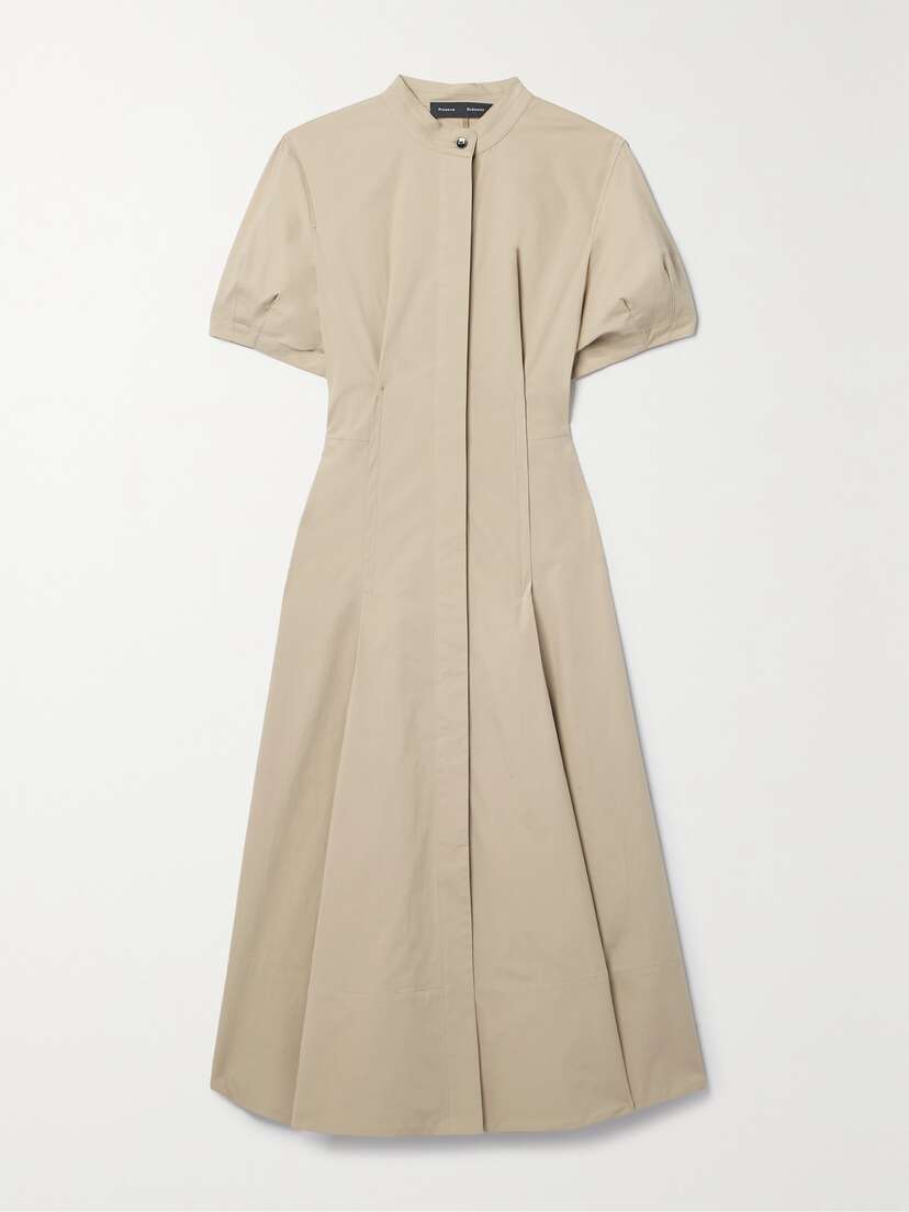 Proenza Schouler Button-detailed Pleated Cotton-blend Poplin Midi Shirt Dress